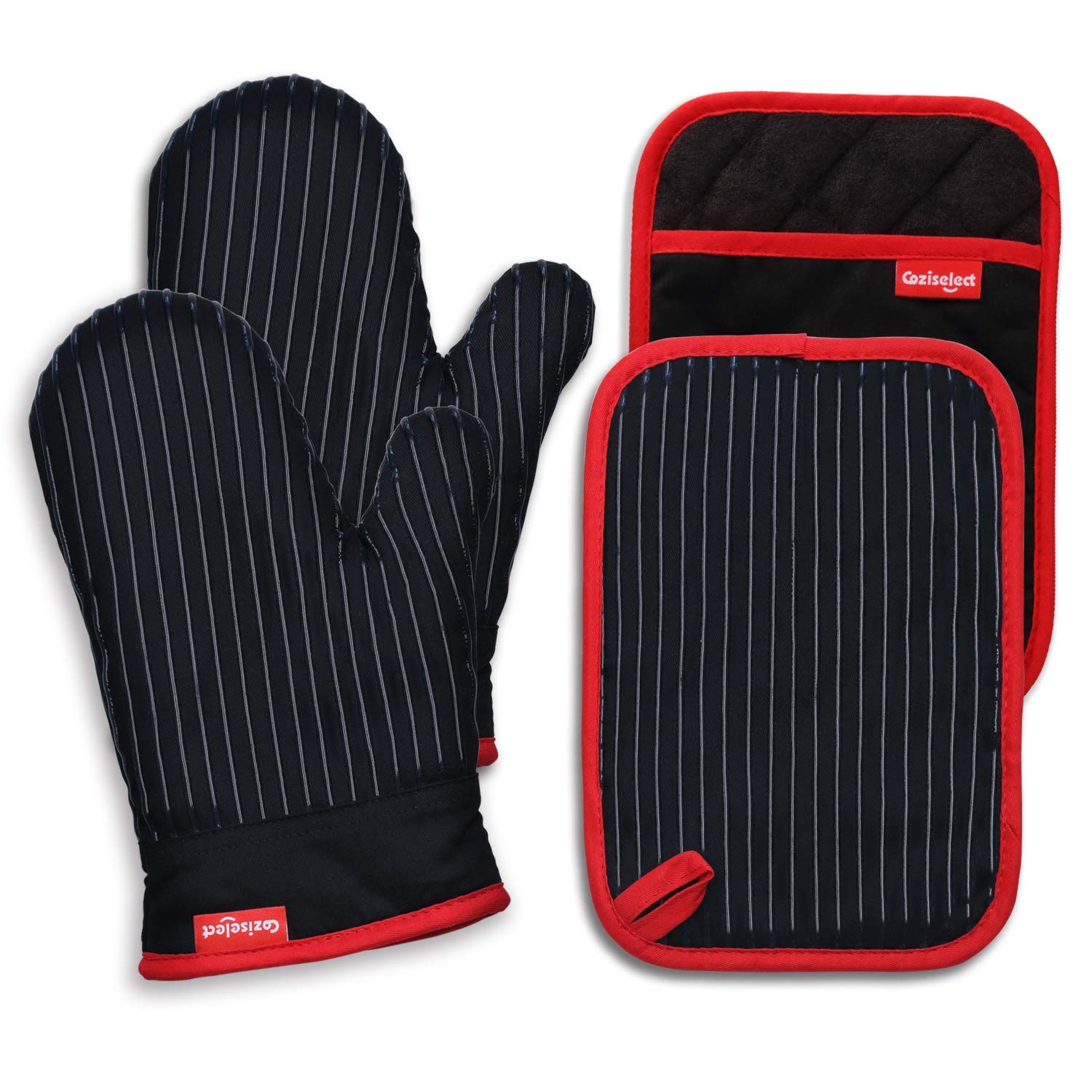 Silicone and Cotton Oven Mitts with Pot Holders