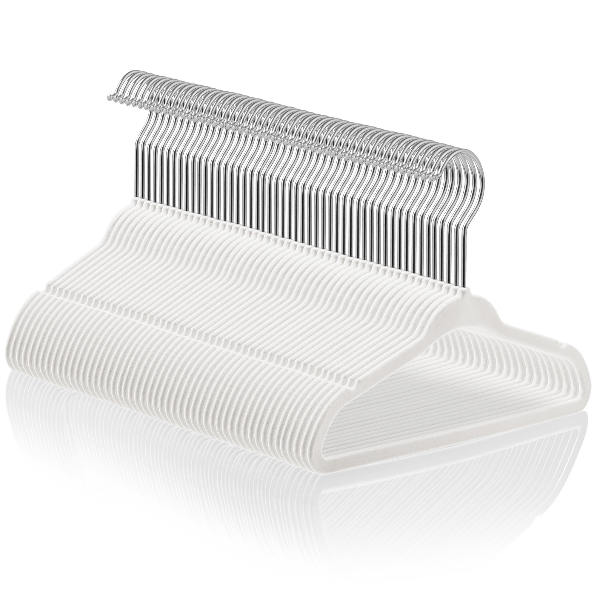 Casafield 50 Velvet Baby Hangers — 11" Infant & Toddler Size, Ivory