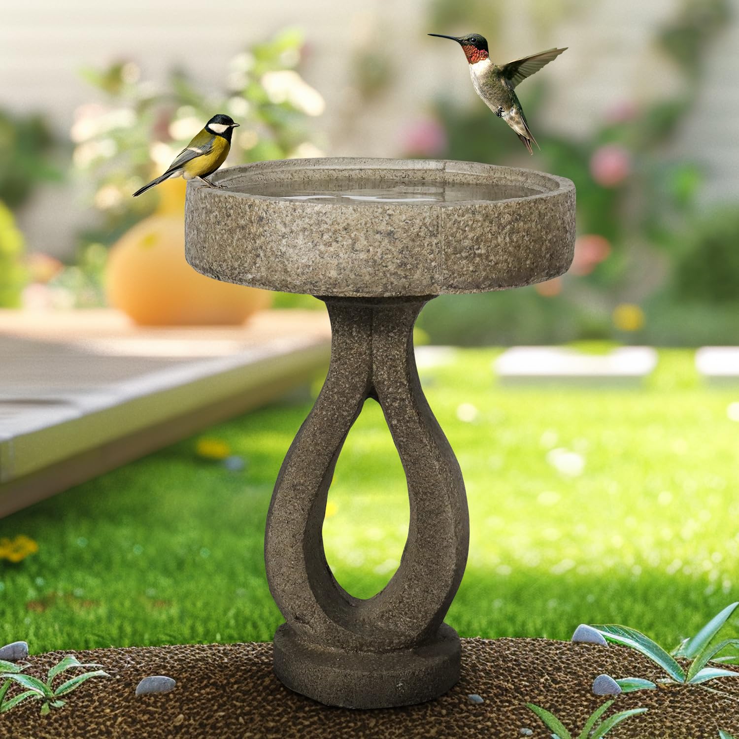 SKYFIRE Contemporary Stone‑Gray Bird Bath