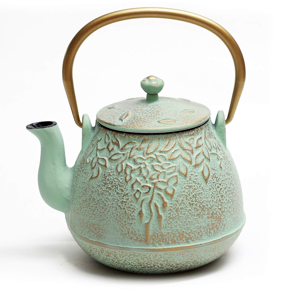 TOPTIER Cast Iron Teapot — Leaf Design