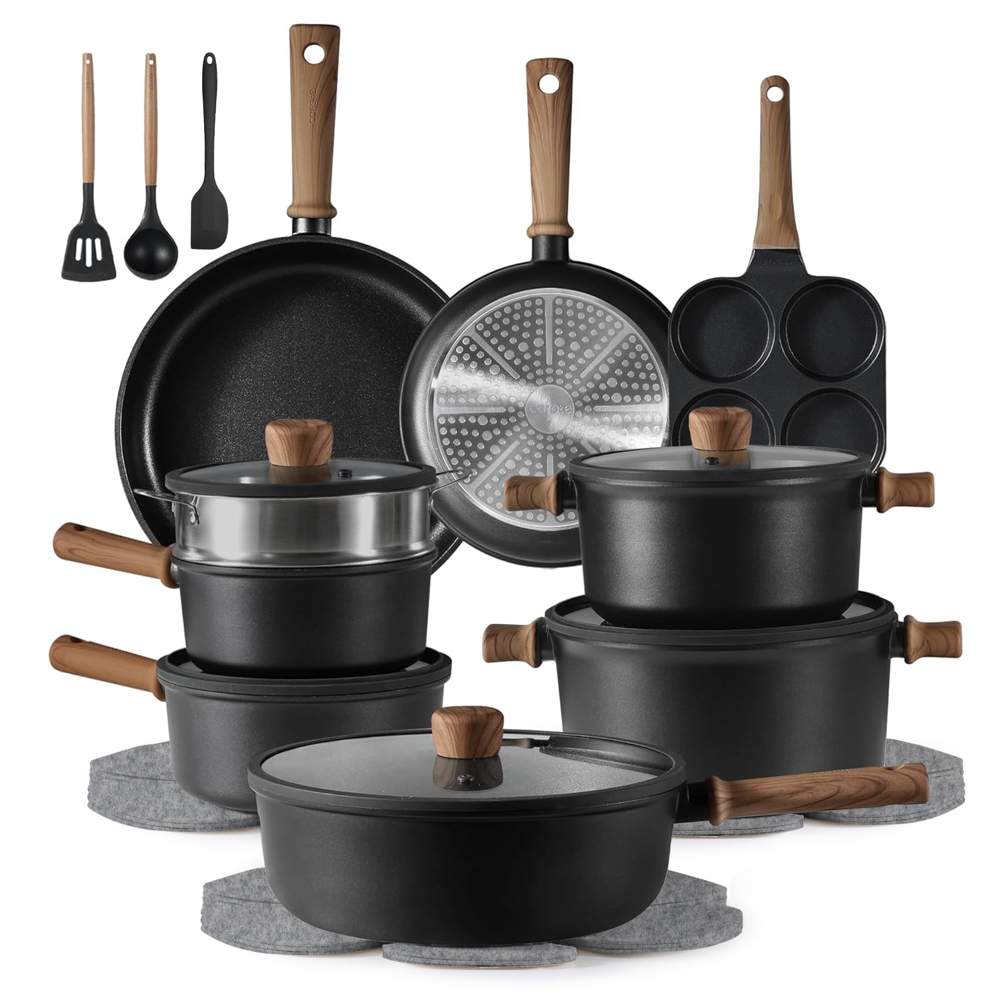 CAROTE 24-Piece Nonstick Titanium Cookware Set