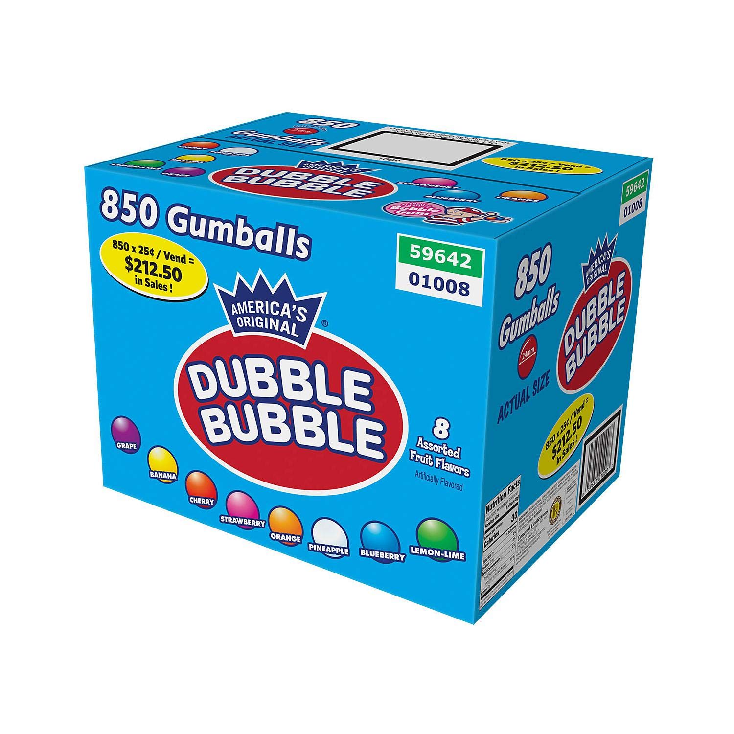 GUMBALLS - 1" Dubble Bubble Concord Assorted 850 Count