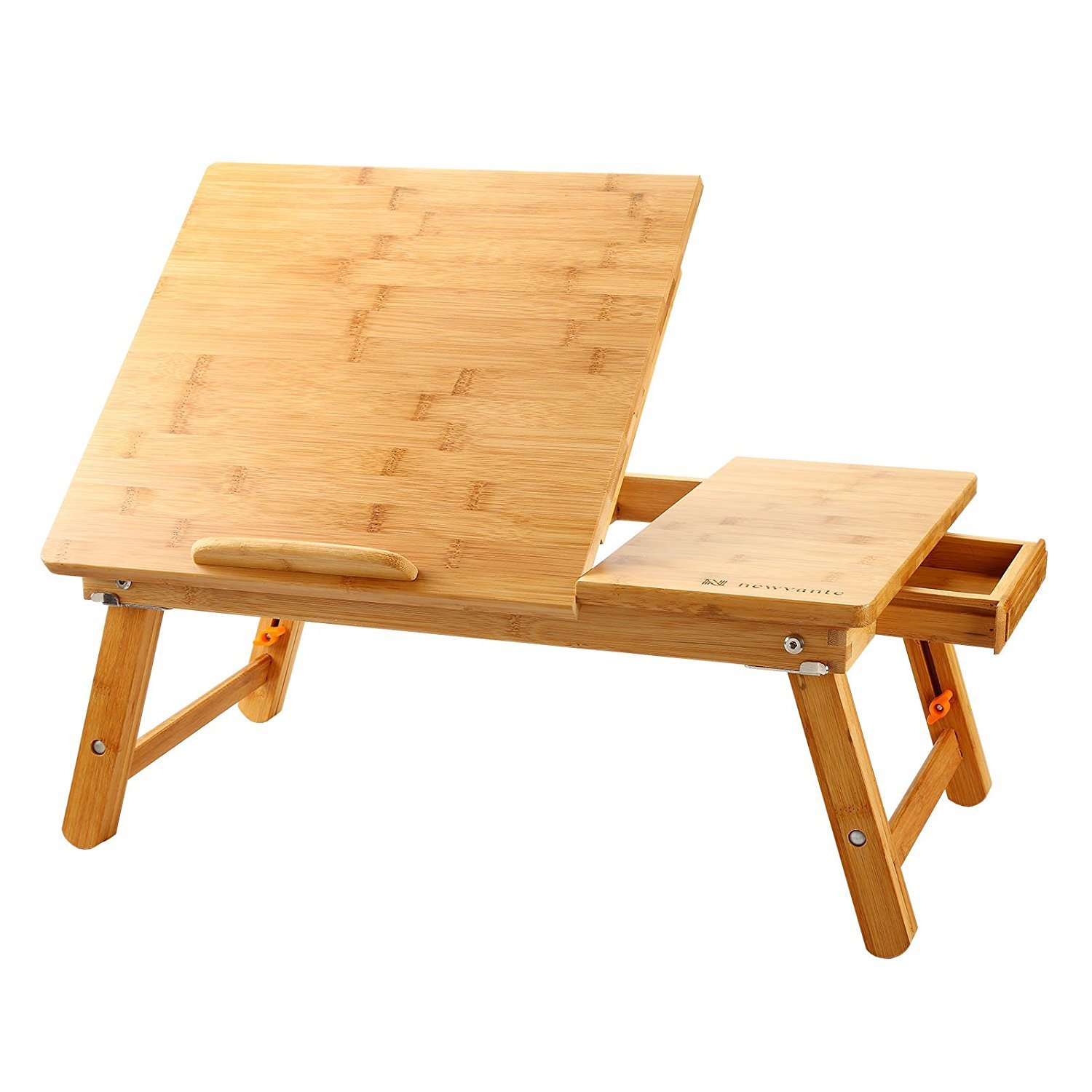 Nnewvante Adjustable Bamboo Lap Desk with Tilting Top and Drawer - 21.6"
