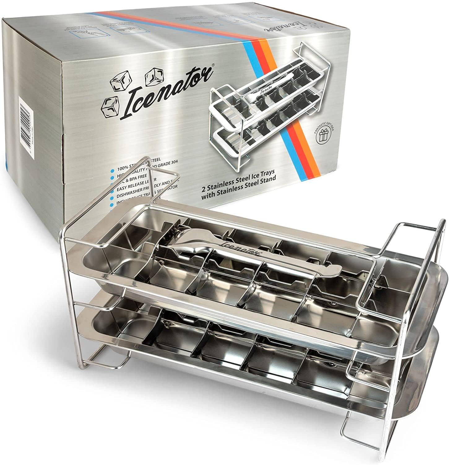 Global Quest Icenator Stainless Steel Ice Trays (Lever)
