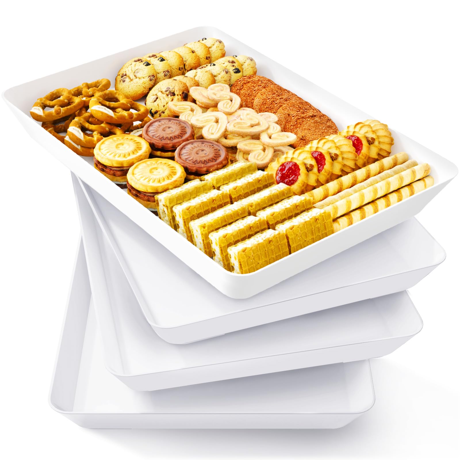 Lifewit Reusable White Serving Tray (Set of 4)