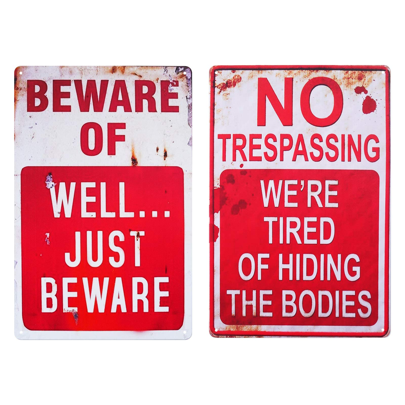 Retro Halloween Metal No Trespassing Sign