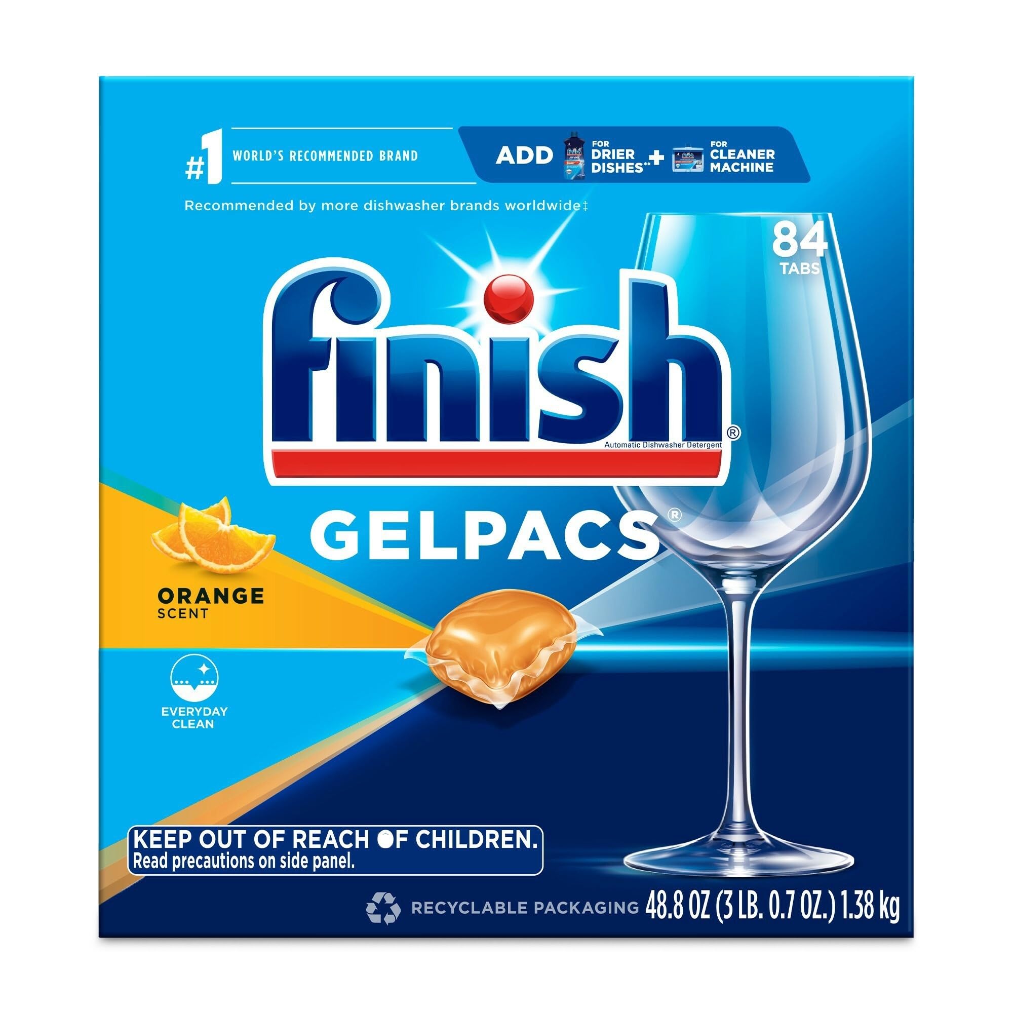 Finish Gelpacs Dishwasher Detergent — Orange Scent, 84 Count