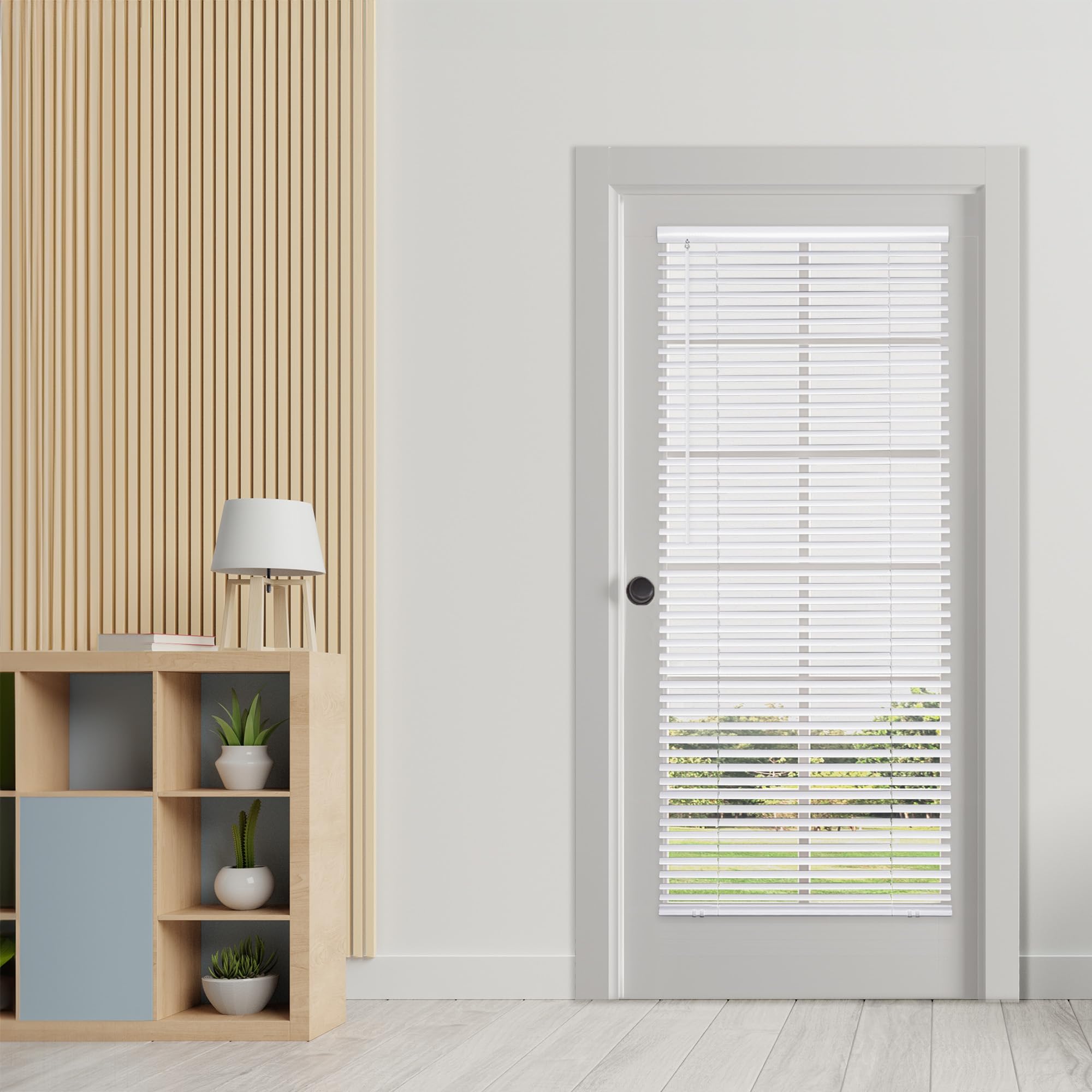 DEZ FURNISHINGS Cordless Magnet Mini Blinds — No Tools, Magnetic for Metal Doors
