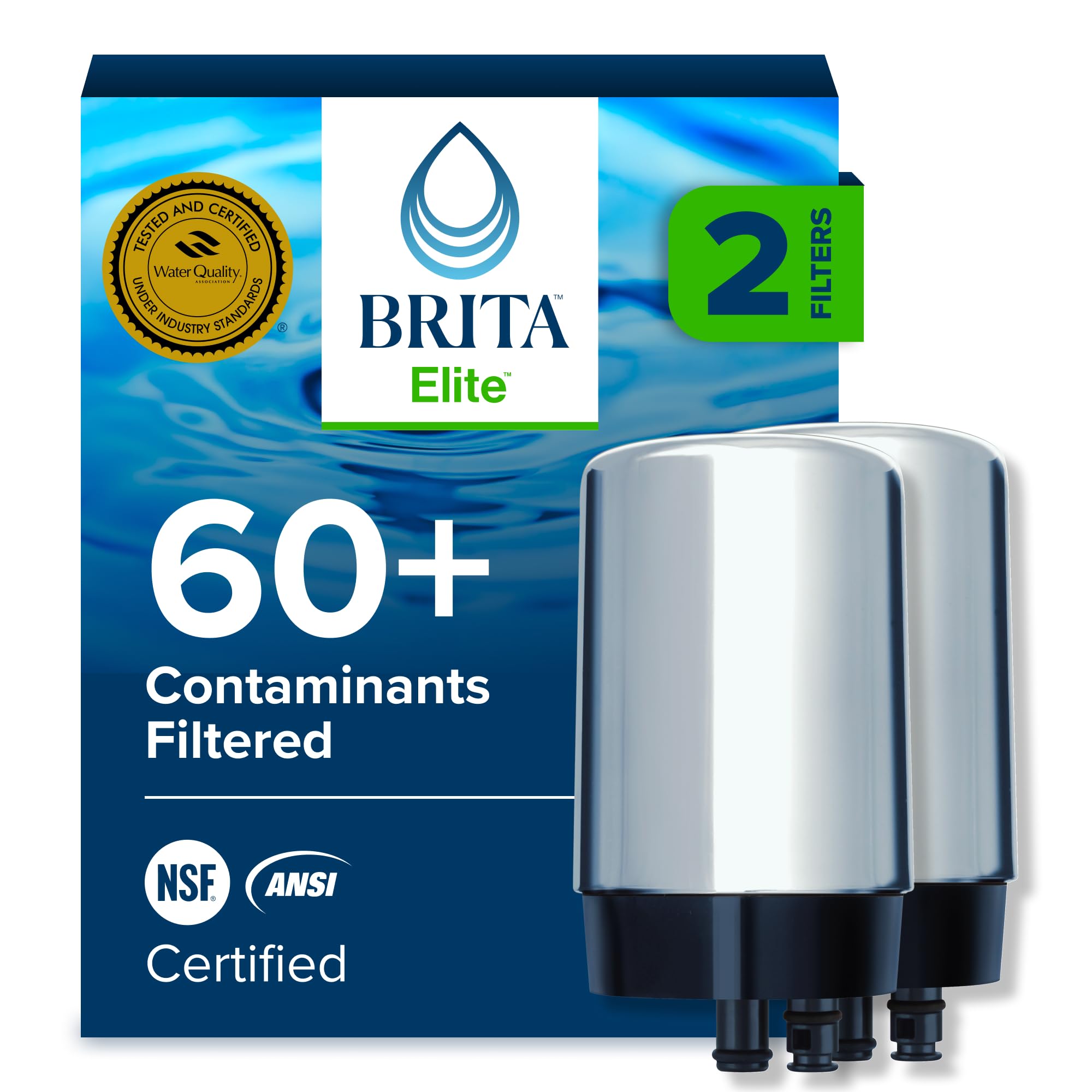 Brita Replacement Water Filter for Faucet Mount (Chrome, 2 Count)