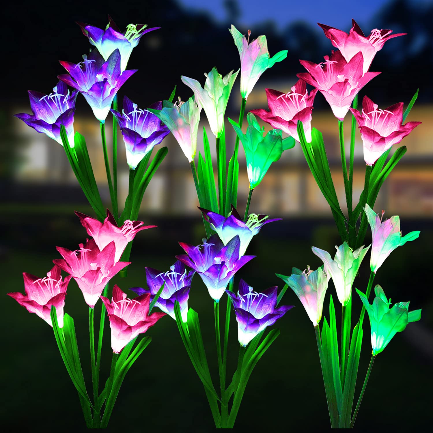 WdtPro Solar Flower Lights — Color-Changing (6 Pack)
