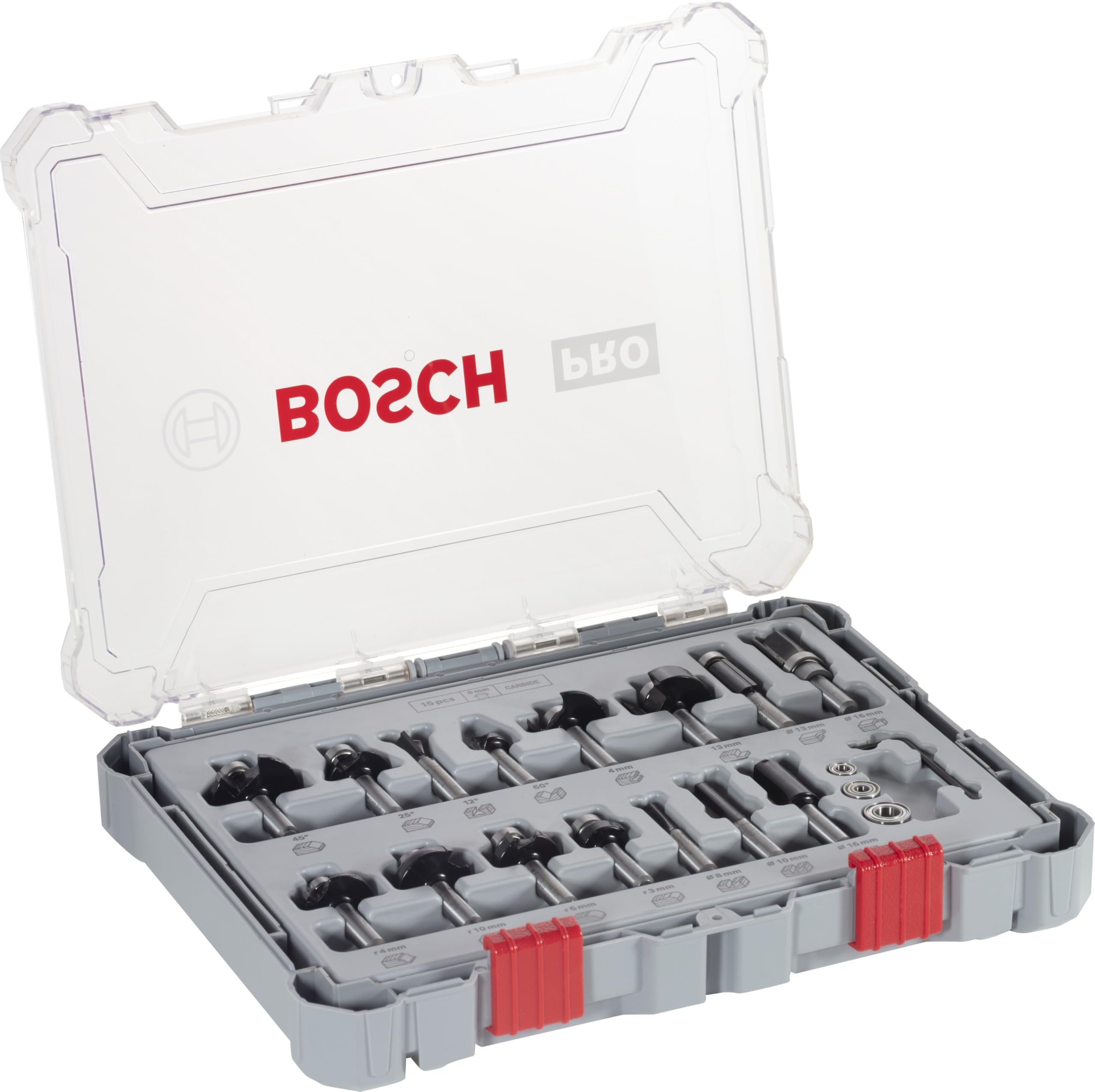 Bosch Professional 15-Piece 8mm Shank Router Bit Set