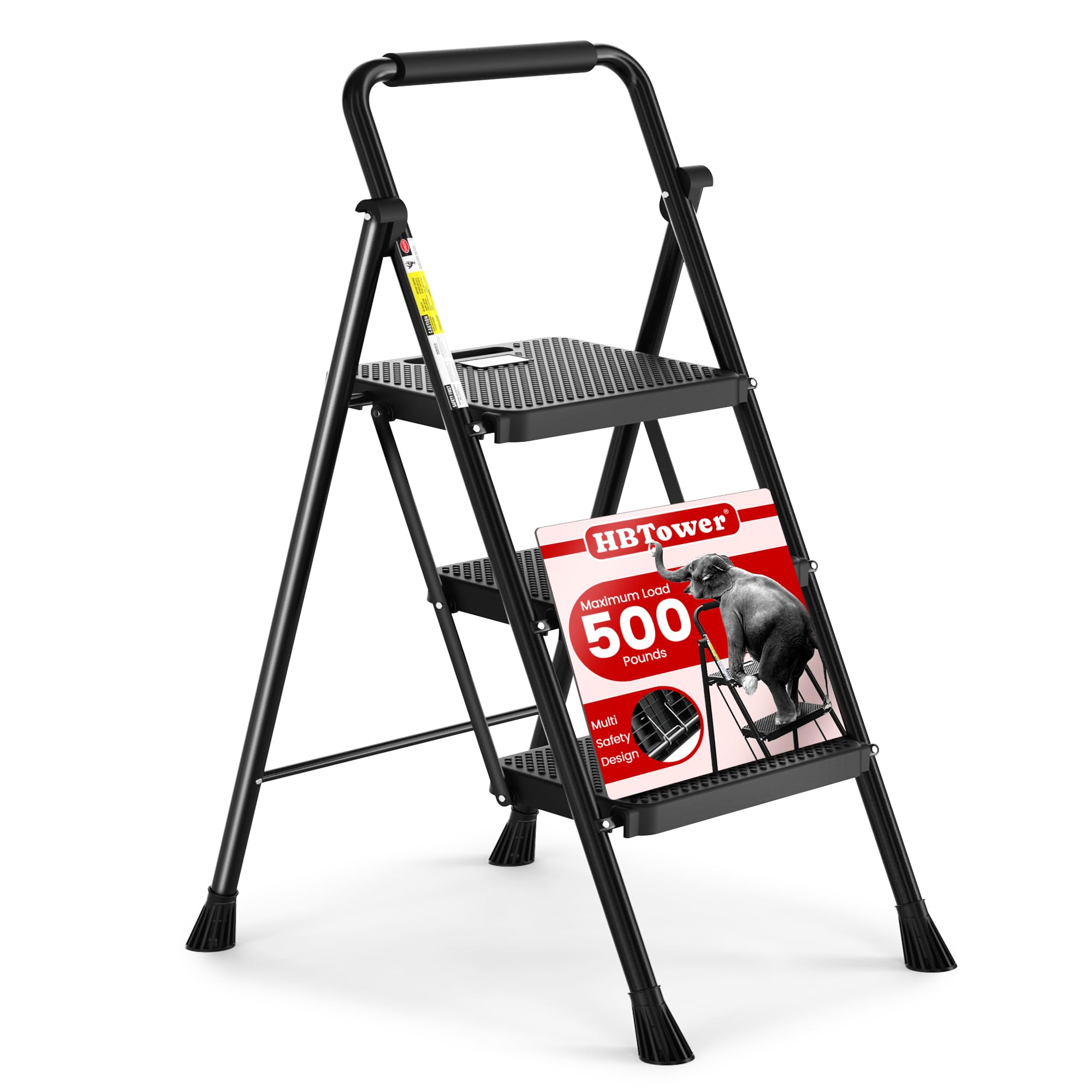 HBTower 3-Step Steel Step Ladder