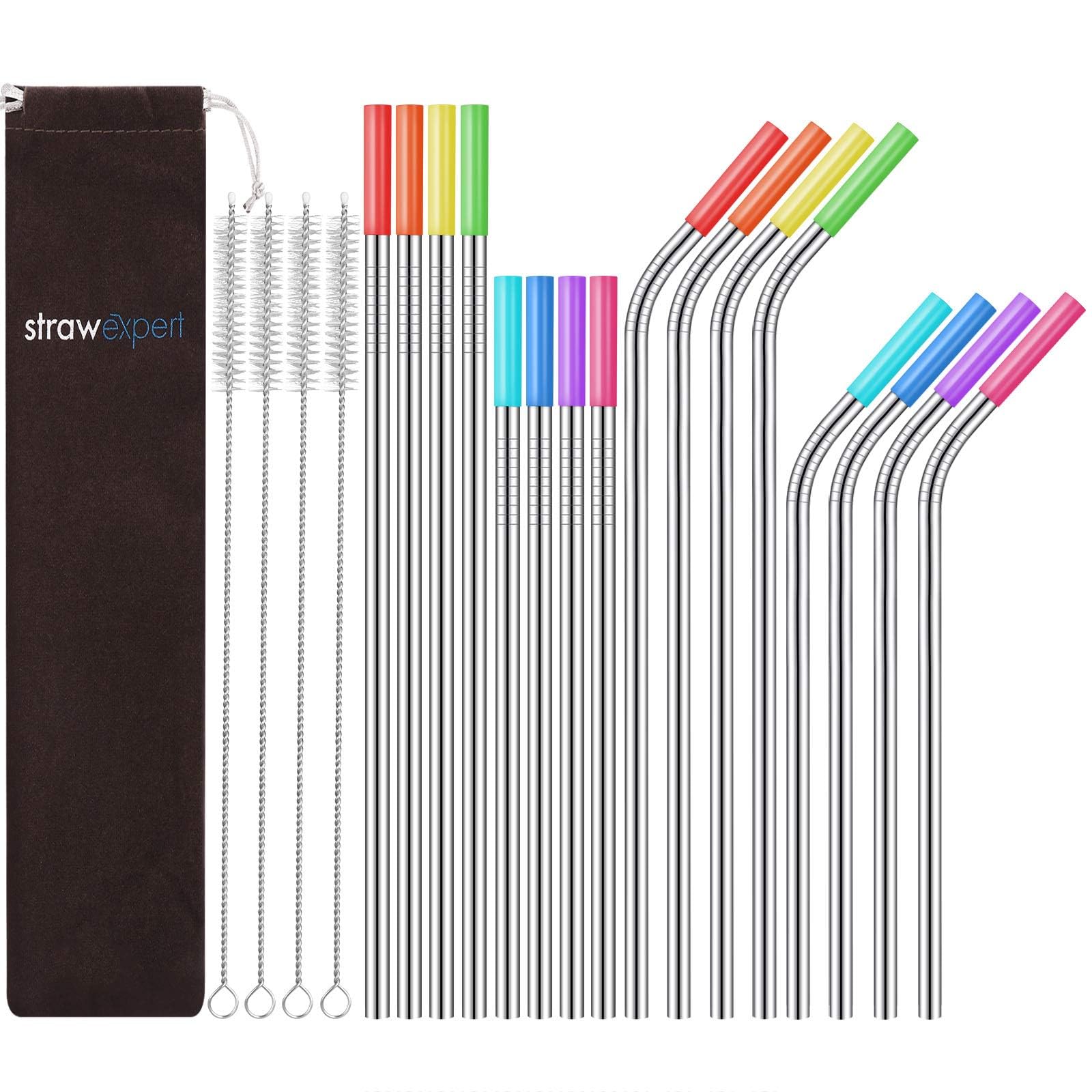 StrawExpert Stainless Steel Straws (16‑Pack)
