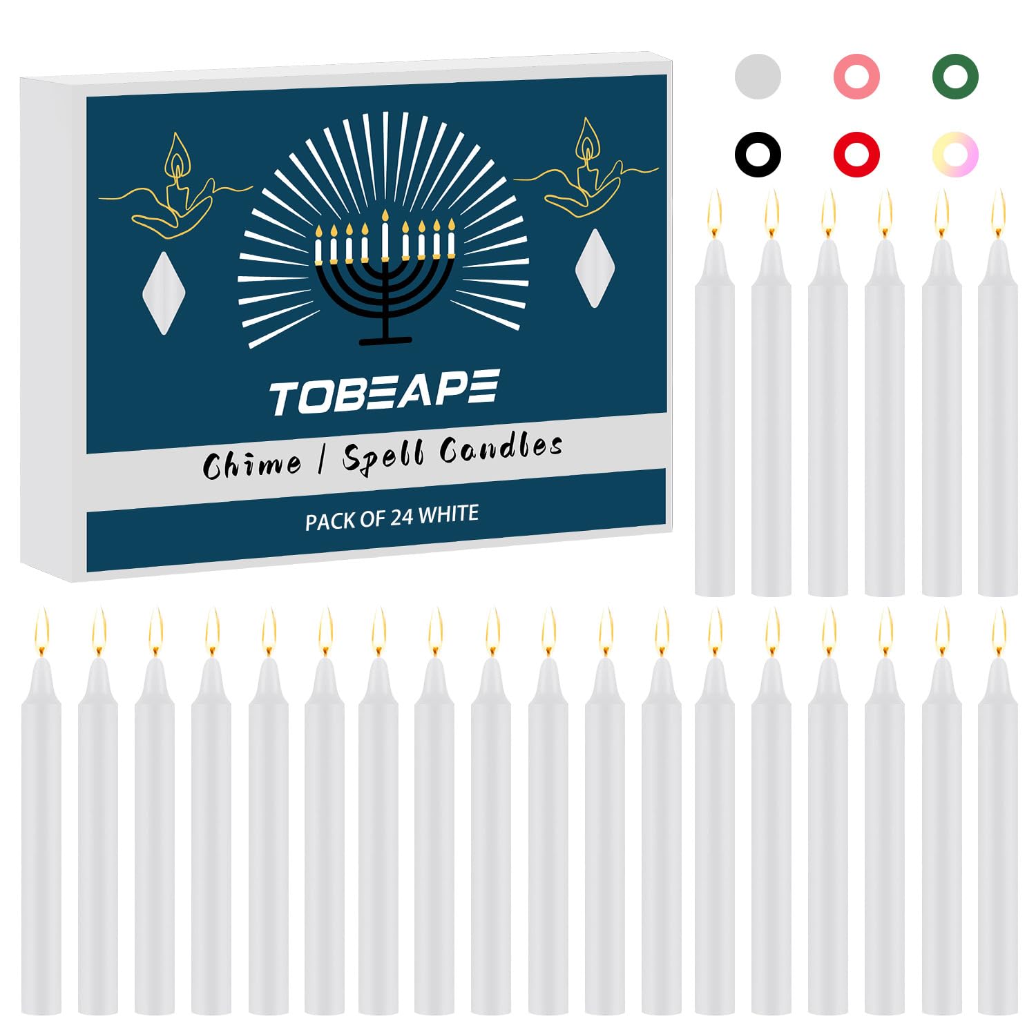 Tobeape White Mini Taper Candles (24-pack)
