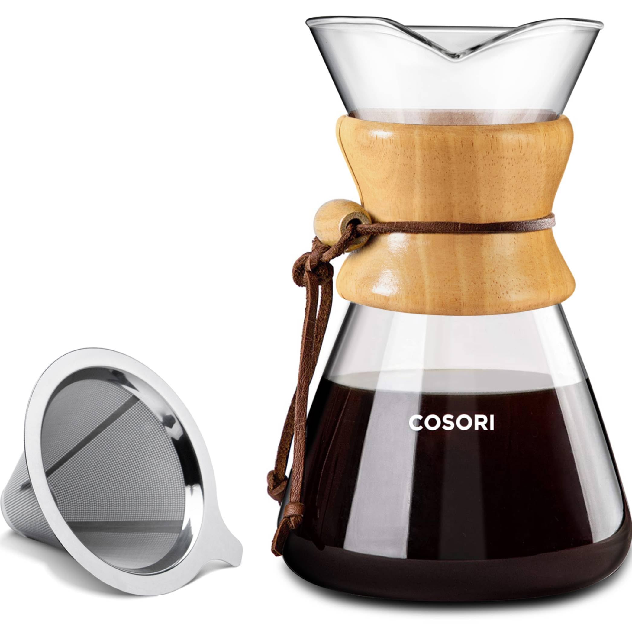 COSORI Pour Over Coffee Maker with Double Layer Stainless Steel Filter, 8-Cup