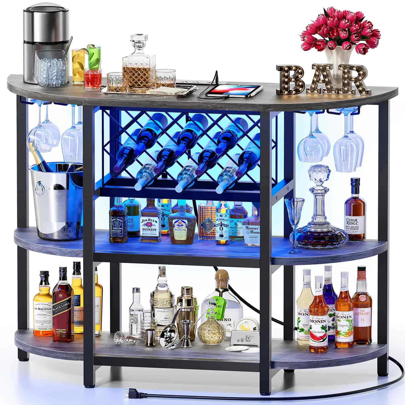 Zarler Bar Cart (LED & Outlets)