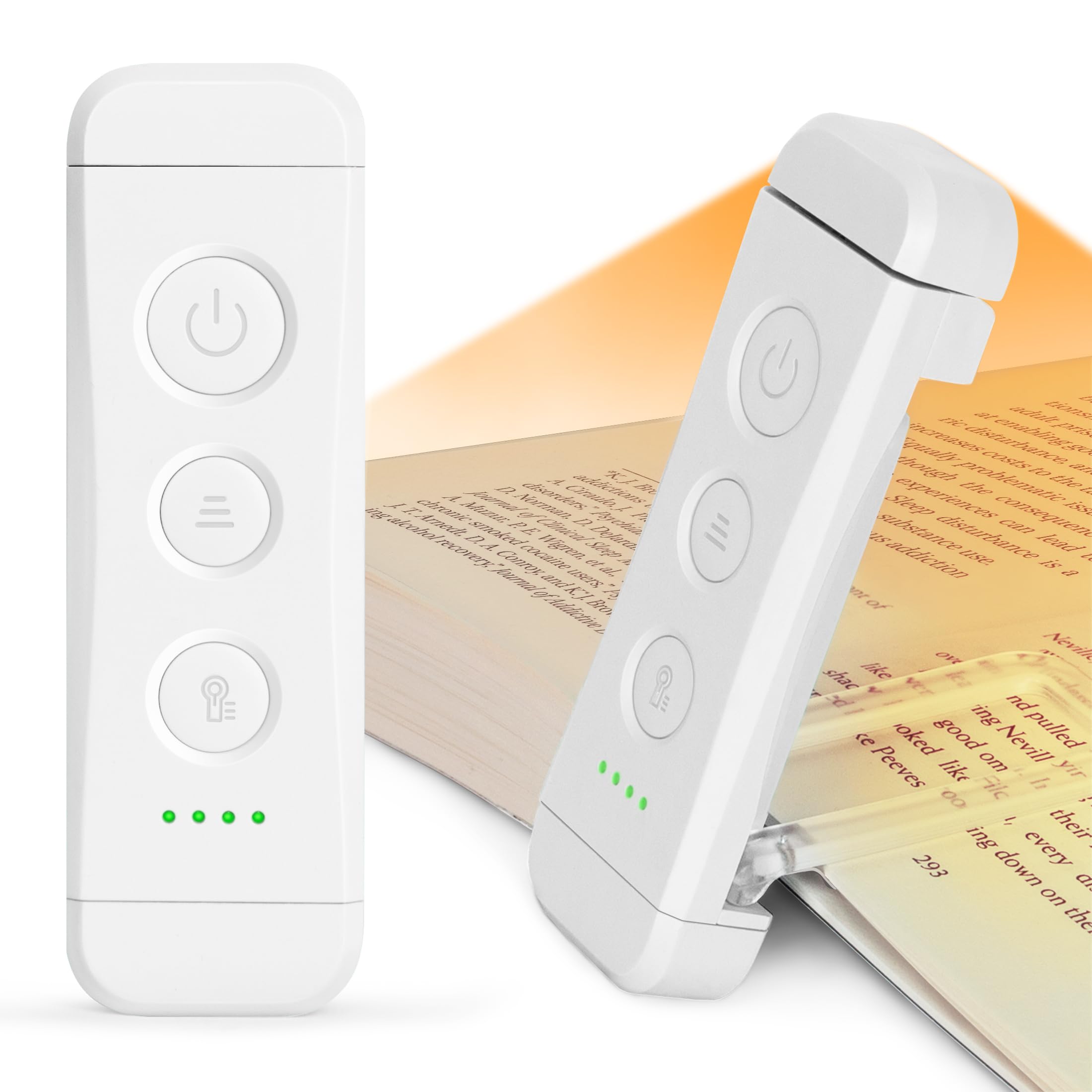 Glocusent USB Rechargeable Book Light, Portable Clip-on LED Reading Light, 3 Amber Colors & 5 Brightness