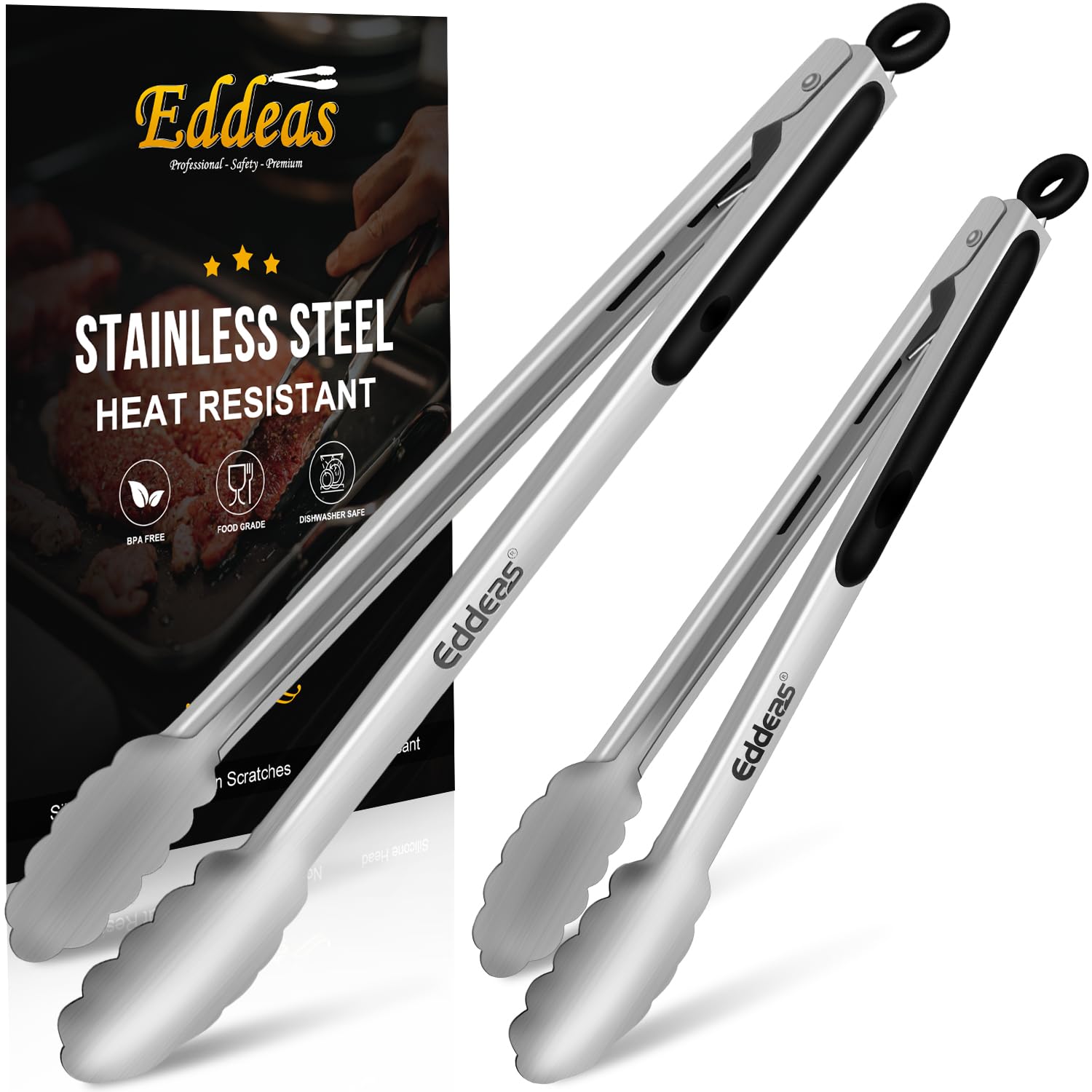 Eddeas Stainless Steel Tongs (12 & 17-inch)