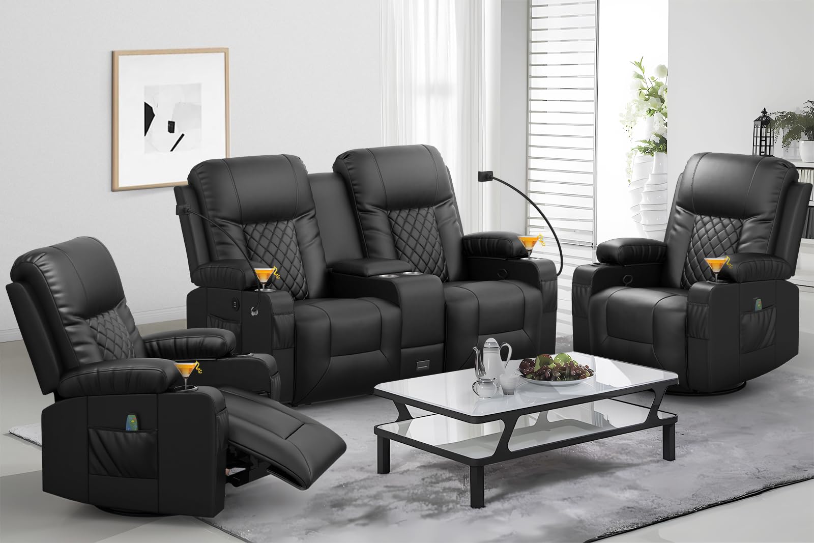 YONISEE 2+1+1 Recliner Set