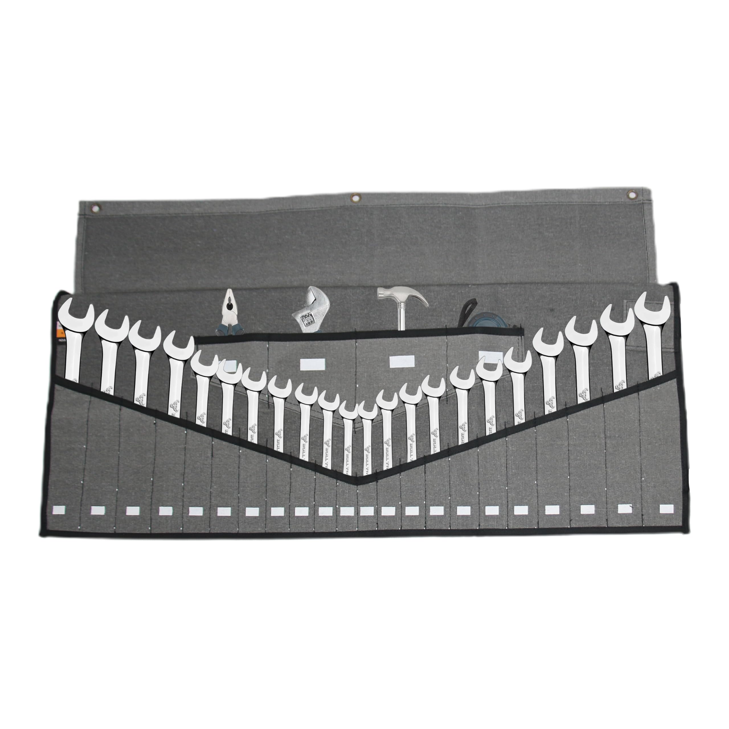 BULL TOOLS 26-Pocket Canvas Wrench Roll
