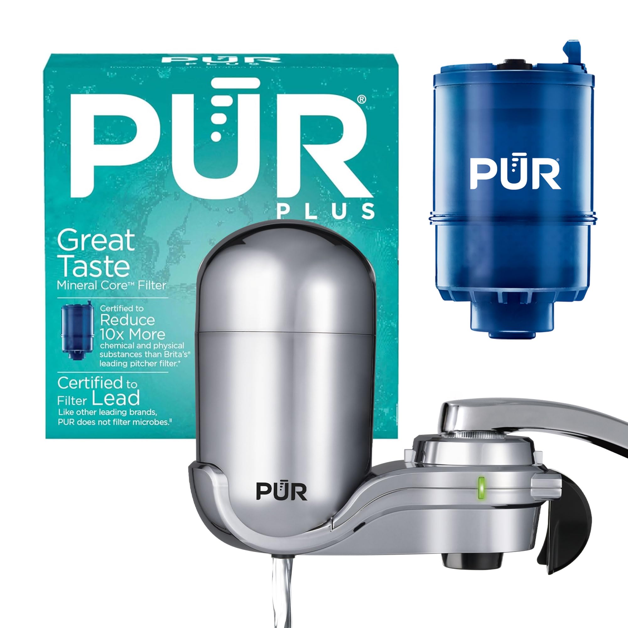 PUR PLUS Vertical Faucet Mount Water Filtration System (Chrome)