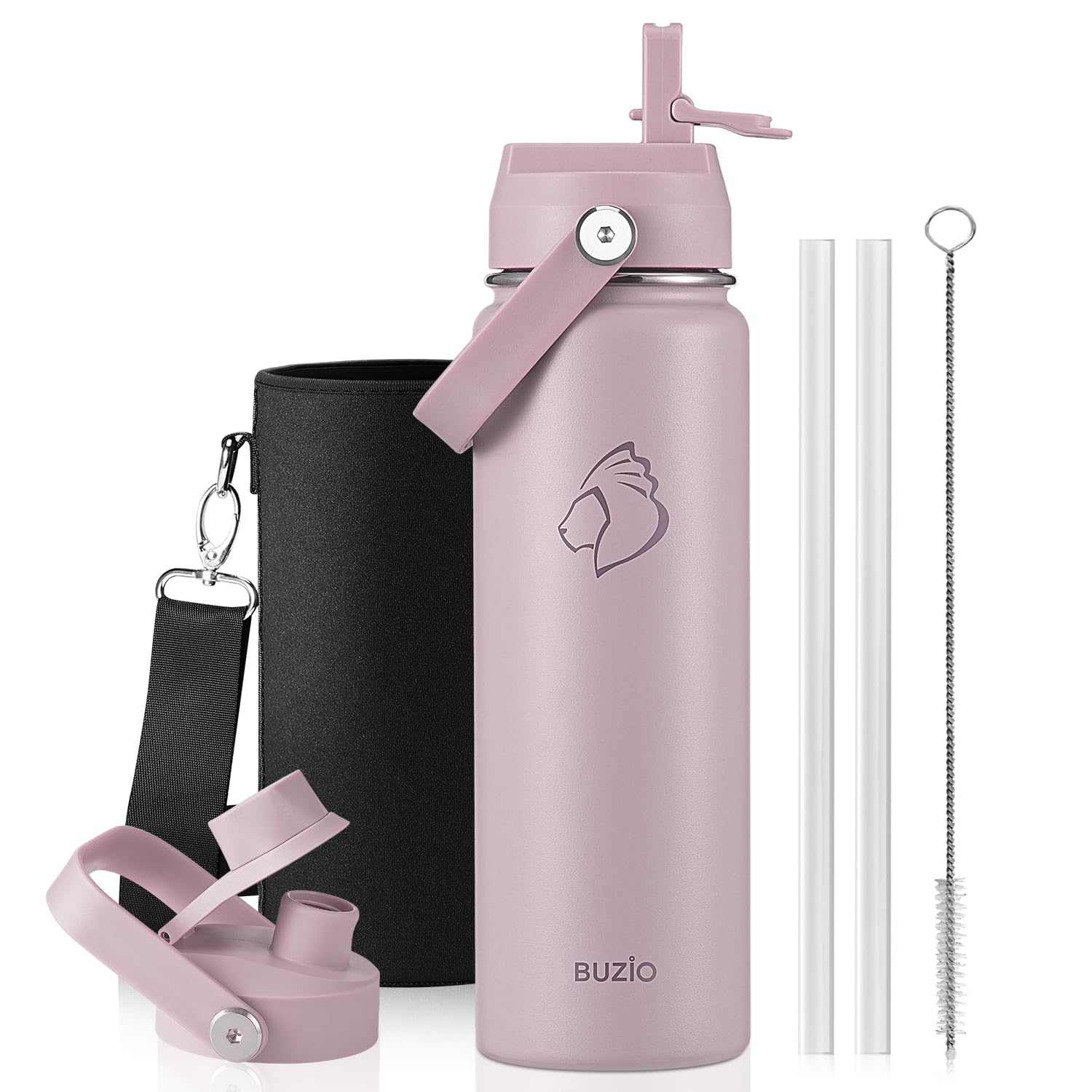 BUZIO Insulated Bottle - 24 oz (Purple) with 2 Lids
