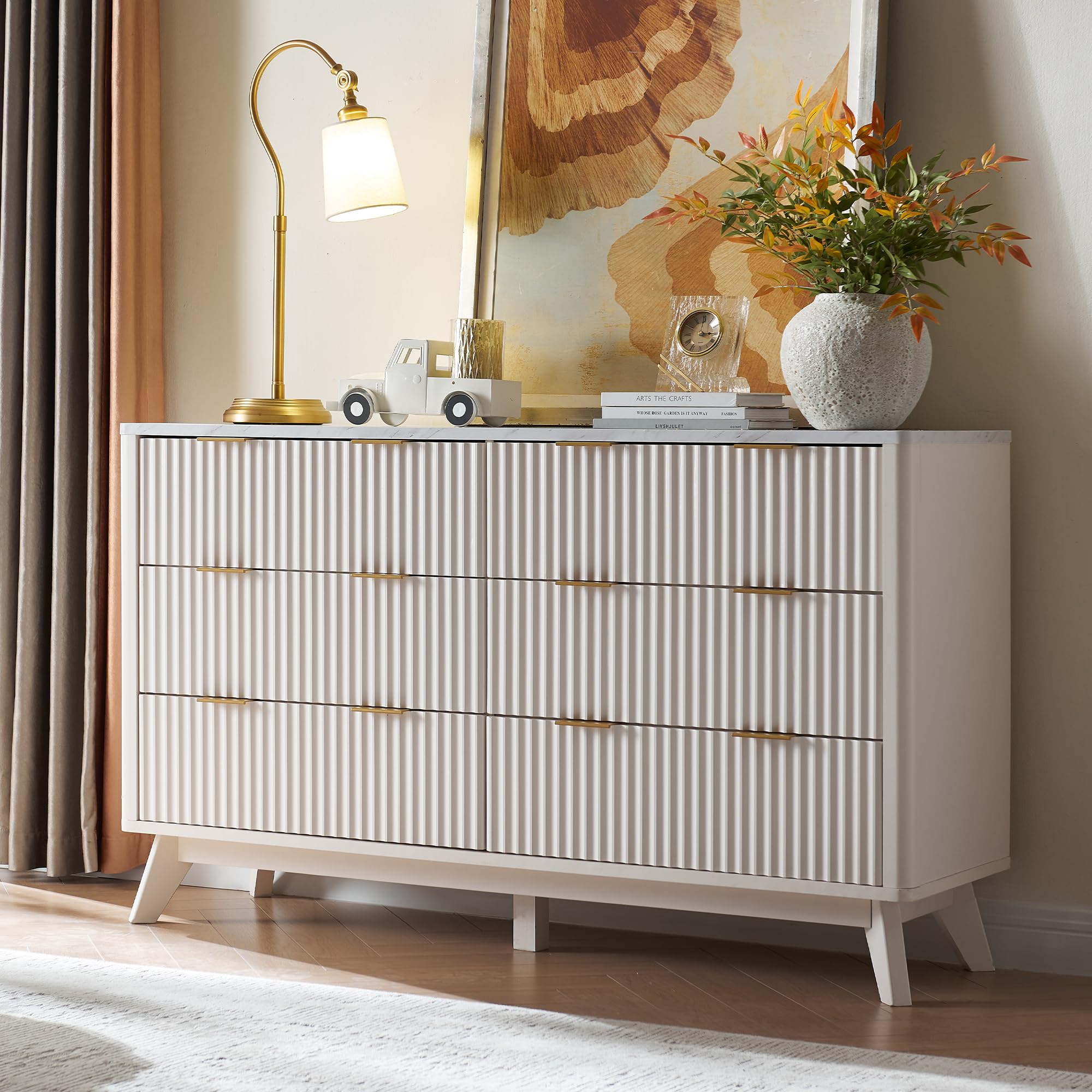 T4TREAM Fluted 6-Drawer Dresser