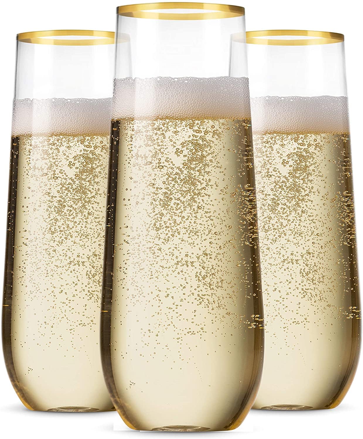 Munfix Gold Rim Stemless Champagne Flutes