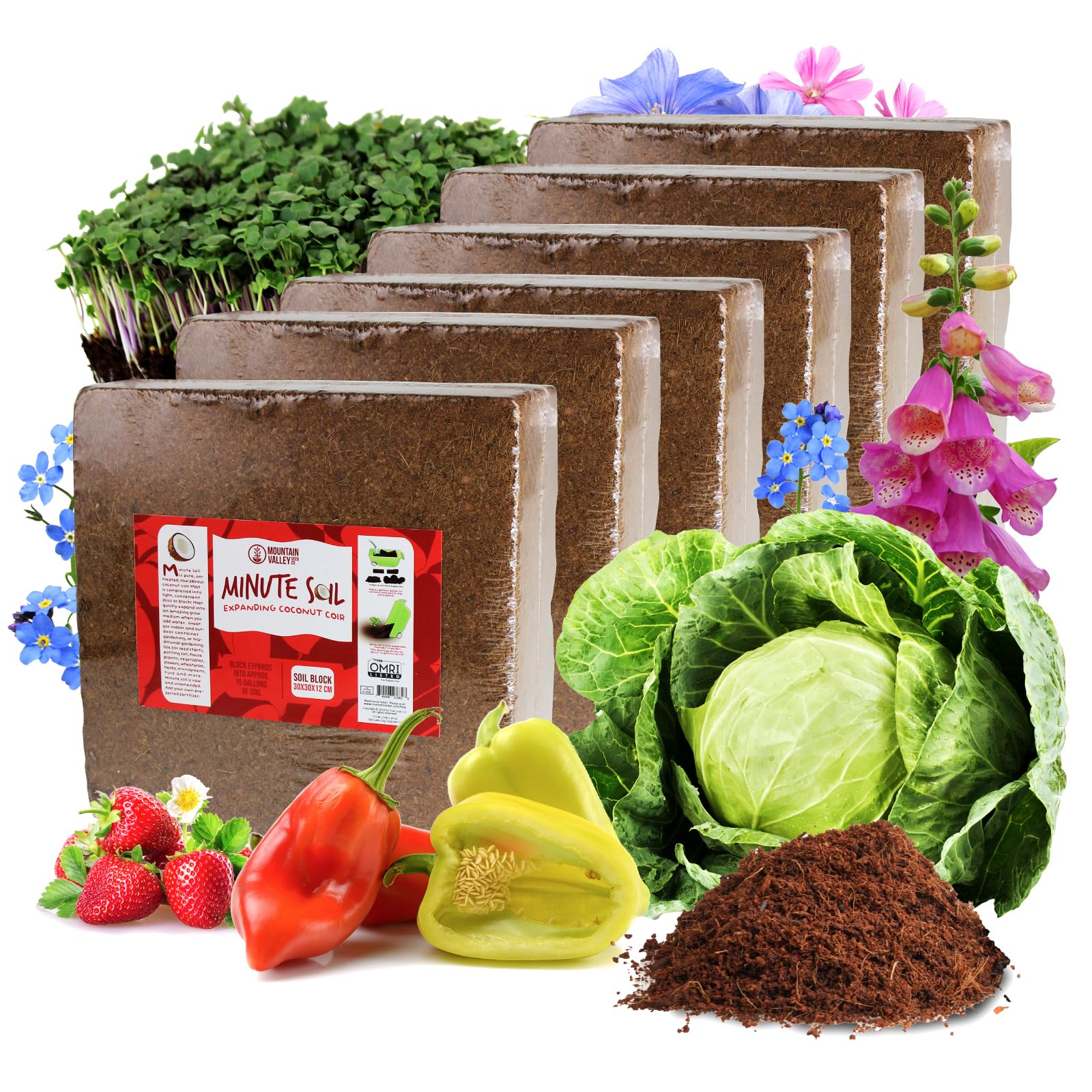 Minute Soil Bulk Coconut Coir Block 6-Pack — OMRI Listed