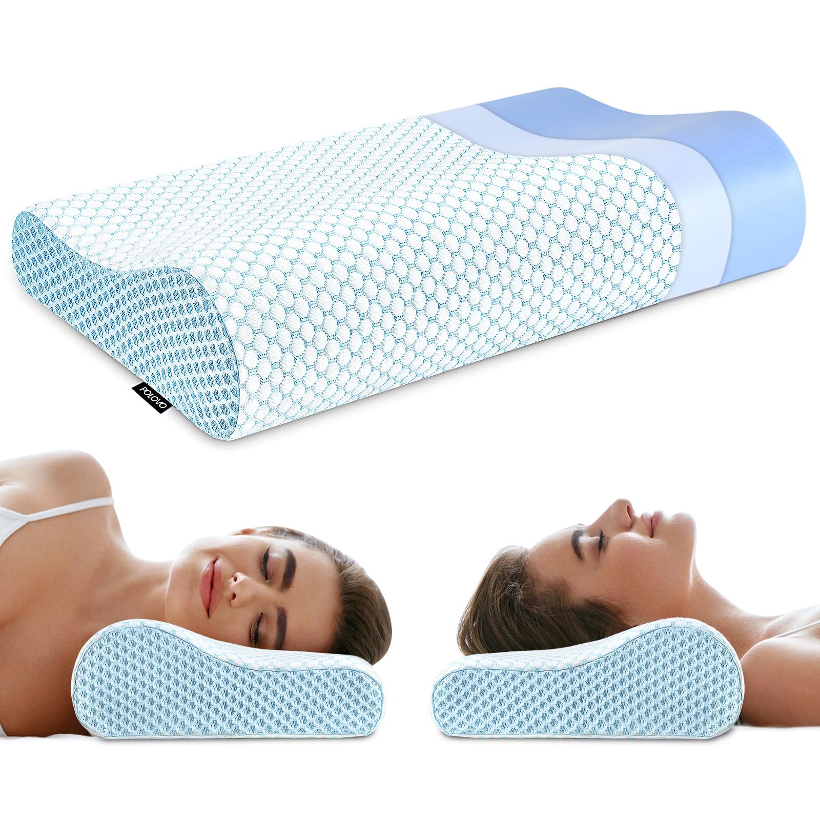 Polovo Ergonomic Cervical Contour Memory Foam Pillow