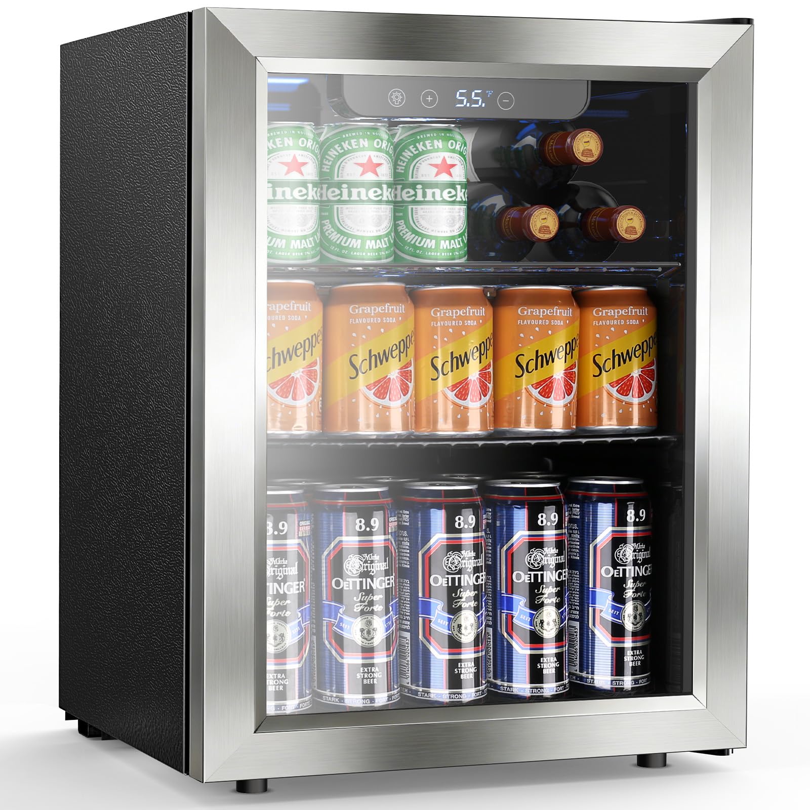 Mini Fridge 68 Can Beverage Refrigerator Cooler, 1.7 Cu.Ft Drink Fridge