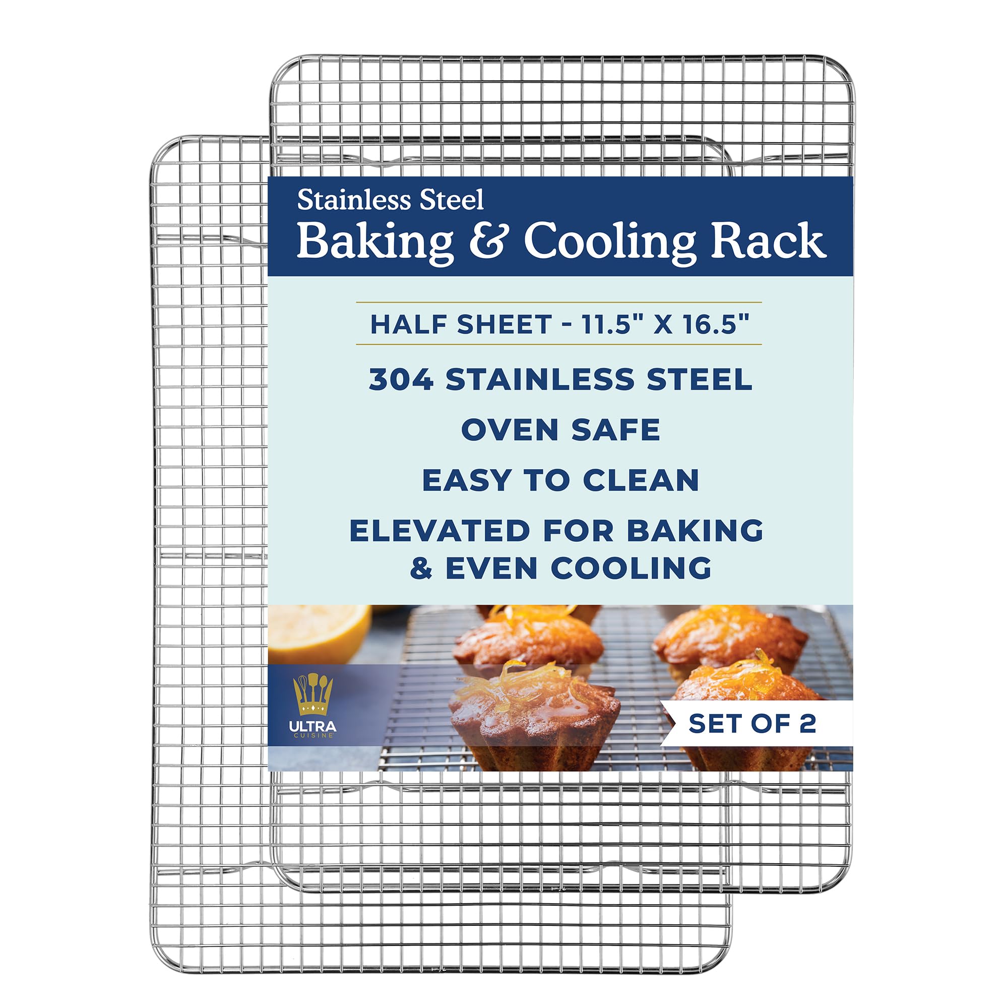 Ultra Cuisine Stainless Steel Half-Sheet Cooling Racks (Set of 2)