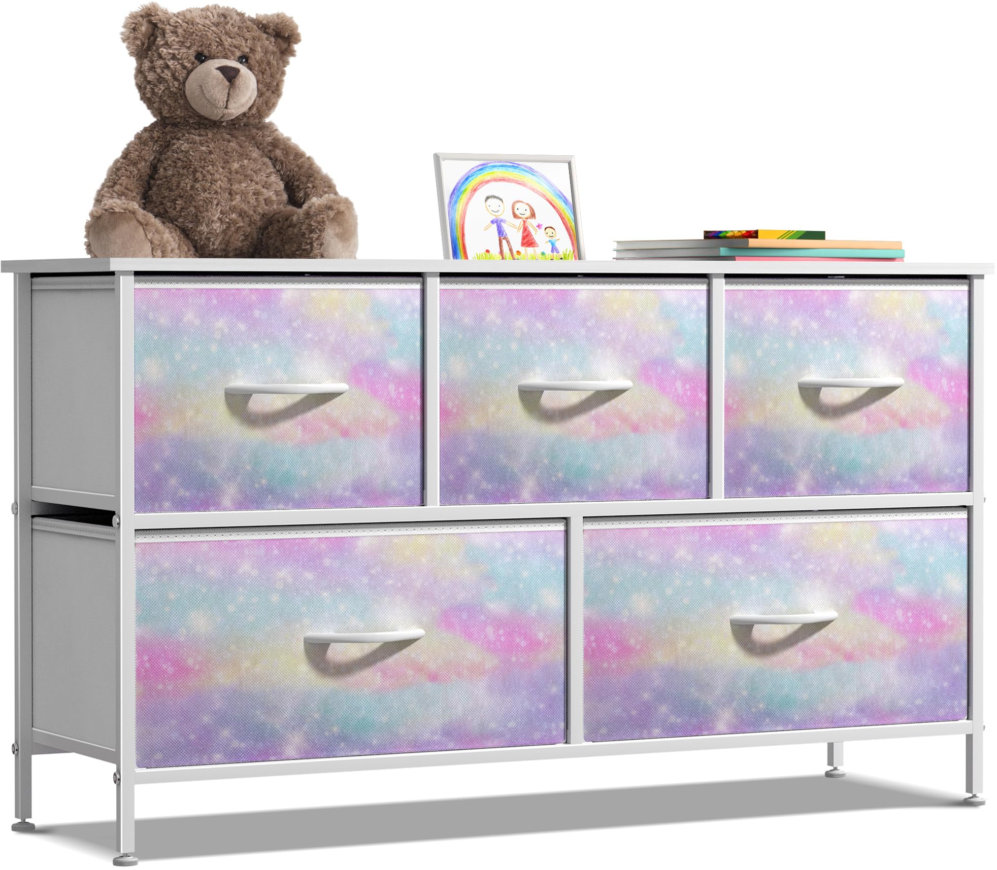 Sorbus 5-Drawer Rainbow Sparkle Dresser