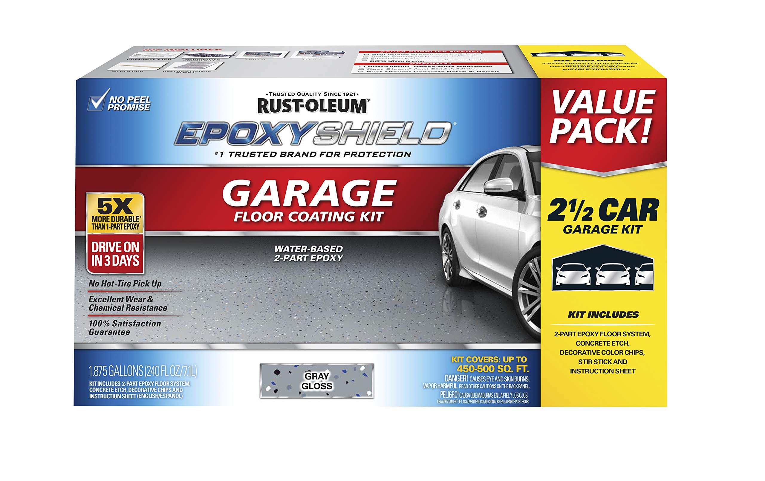 Rust-Oleum EPOXYSHIELD Garage Floor Coating Kit — 2.5 Car, Gloss Gray