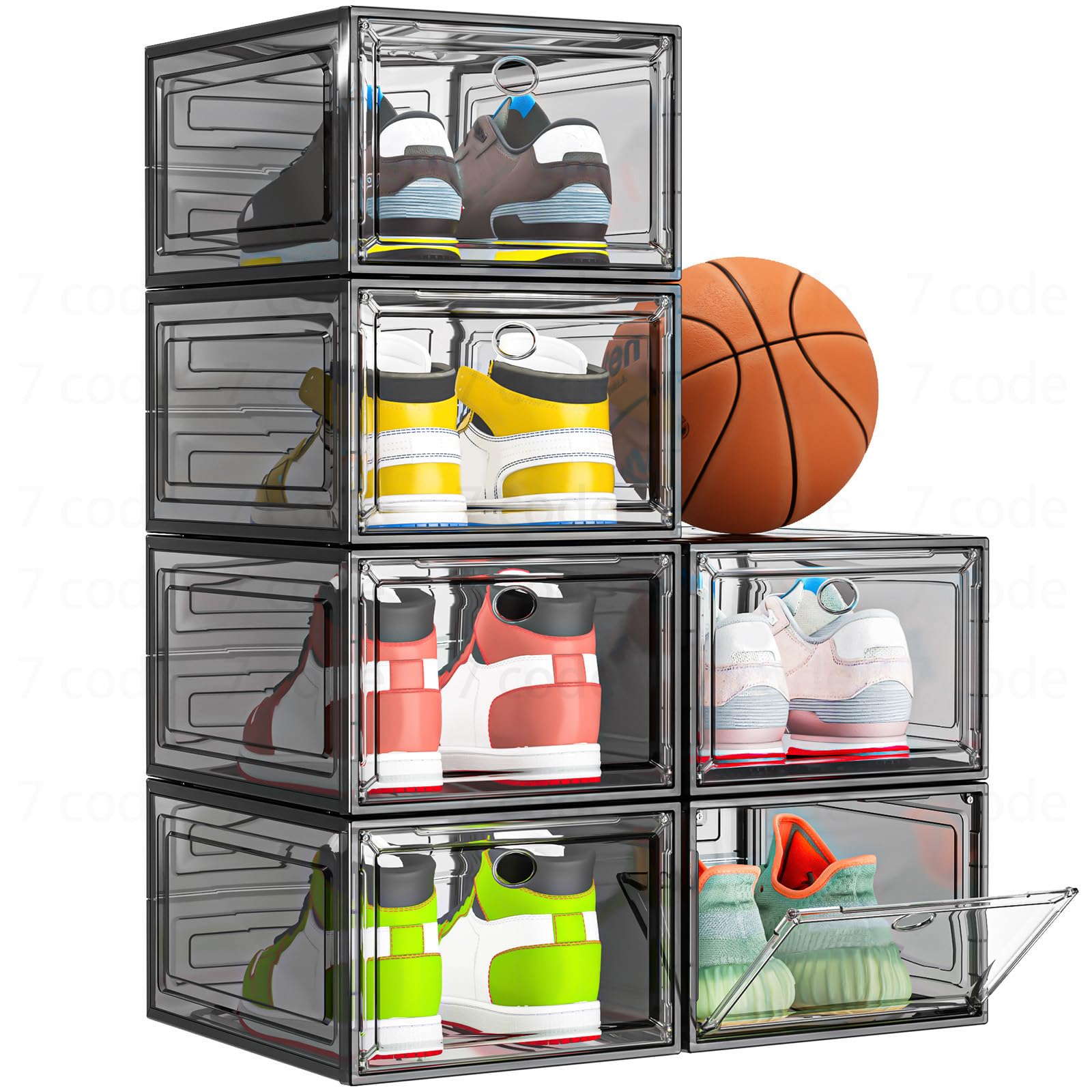 7 Code Clear Stackable Shoe Boxes (6-Pack)
