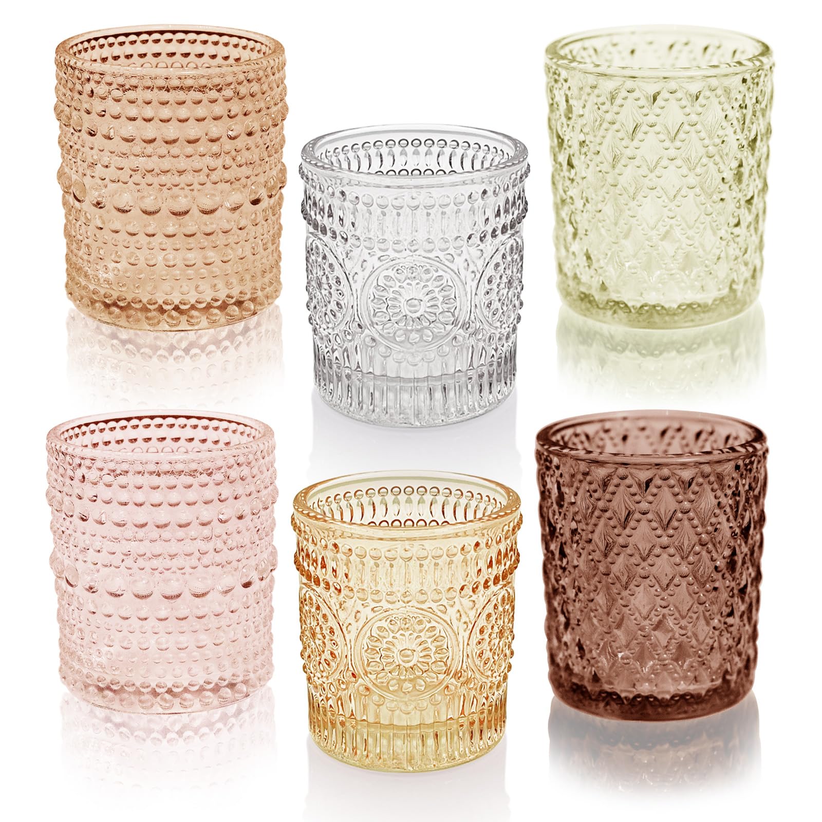 SHMILMH Multicolor Ribbed Votive Holders (Set of 12)
