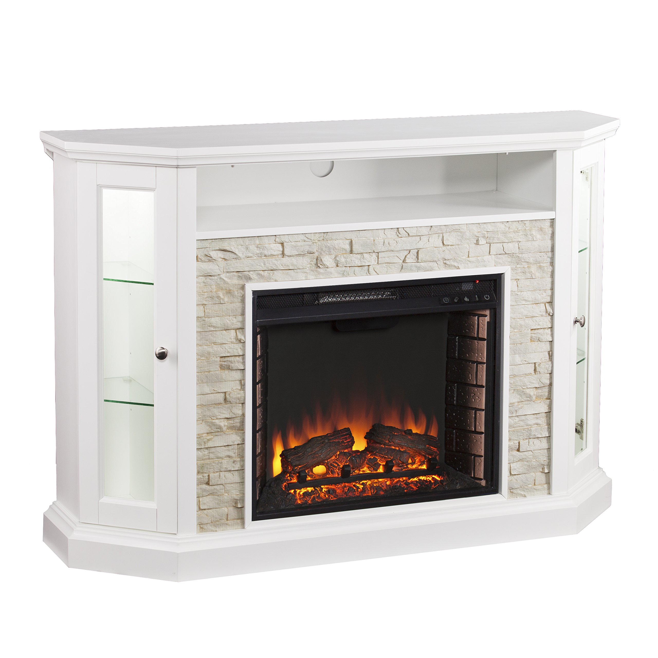 SEI Redden Faux Stone Convertible Corner Fireplace
