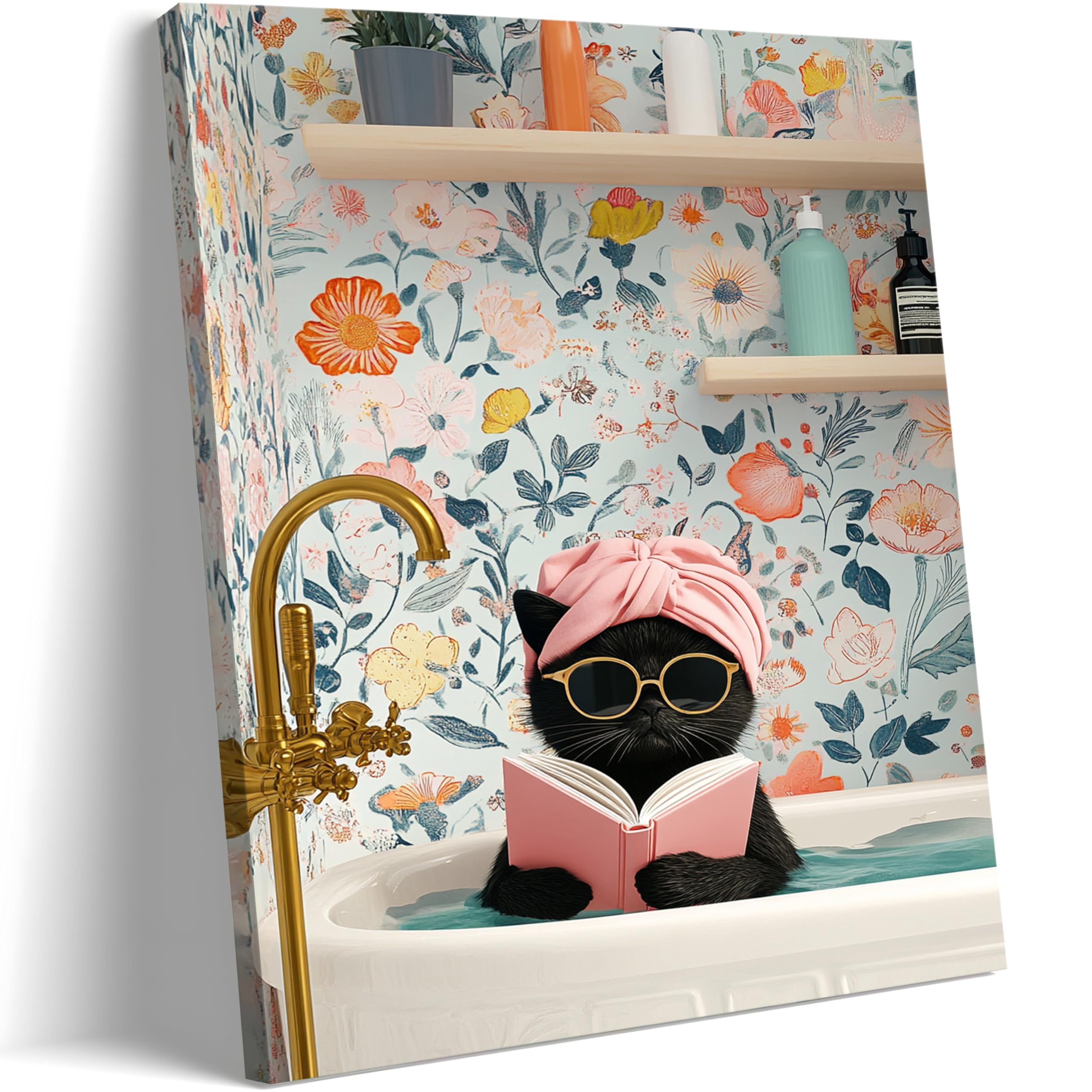 Funny Black Cat Framed Canvas