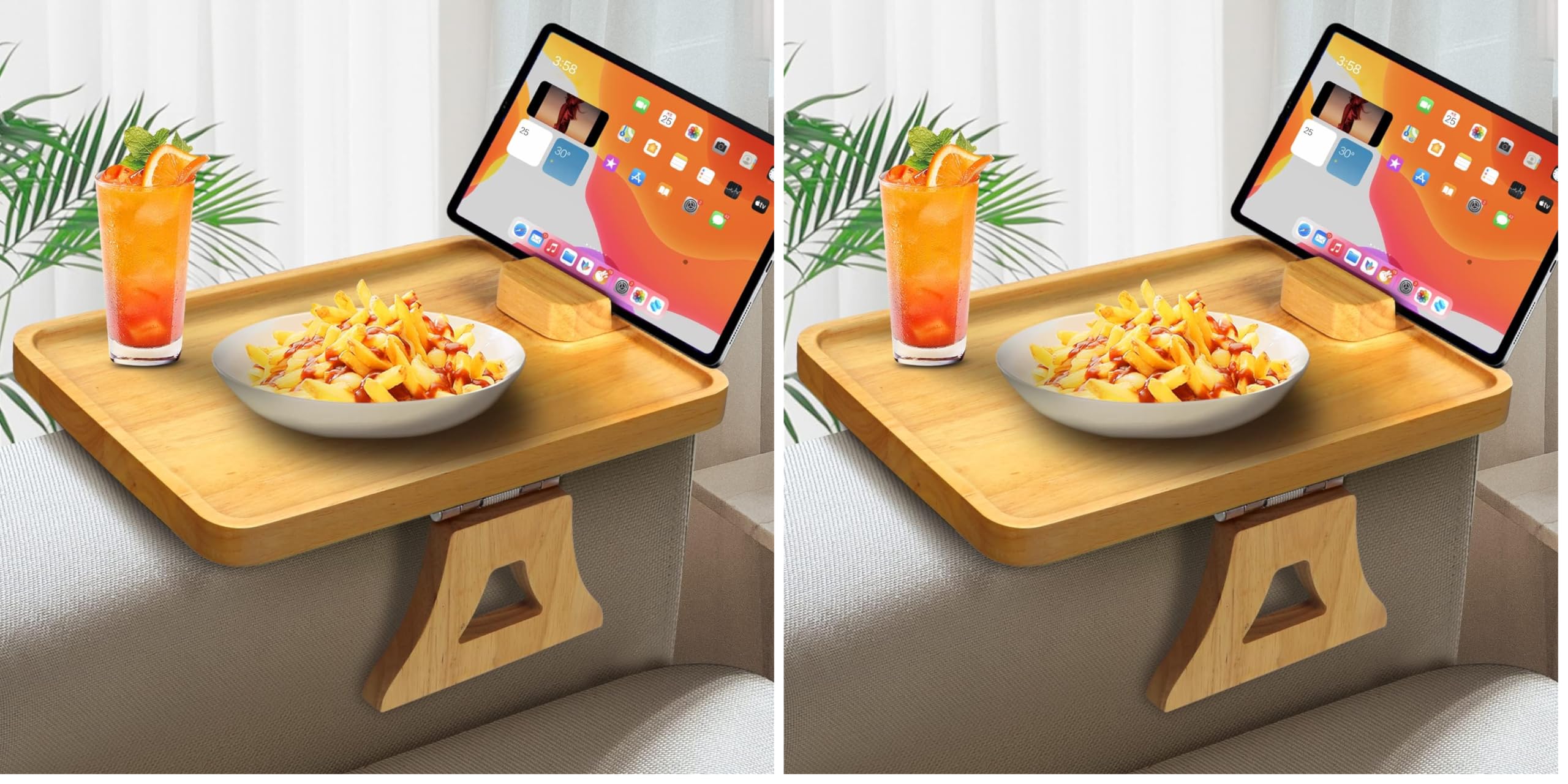 Clip-On Wooden Couch Arm Tray (Pack of 2)