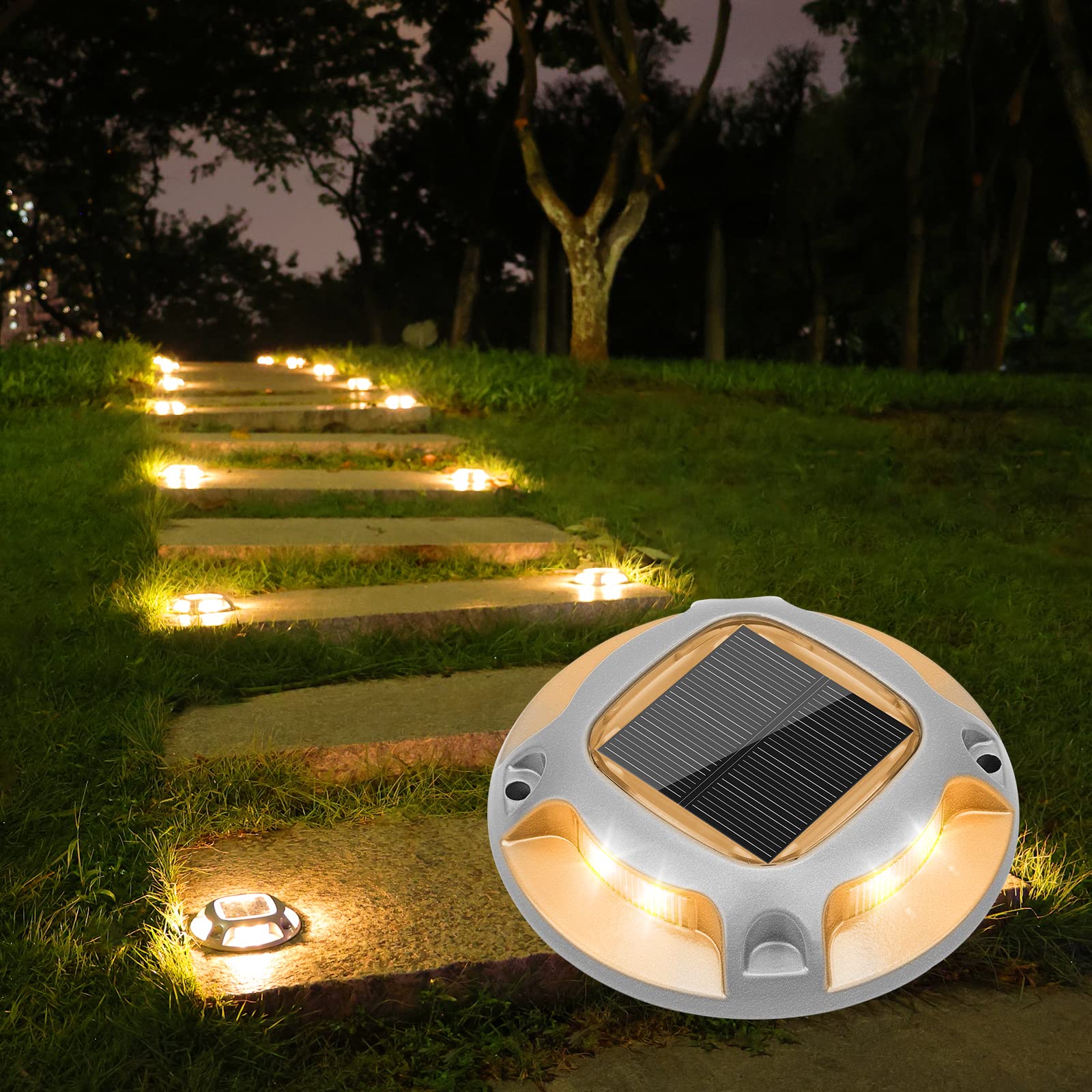 VOLISUN Solar Driveway Lights (12-Pack) Dual-Color