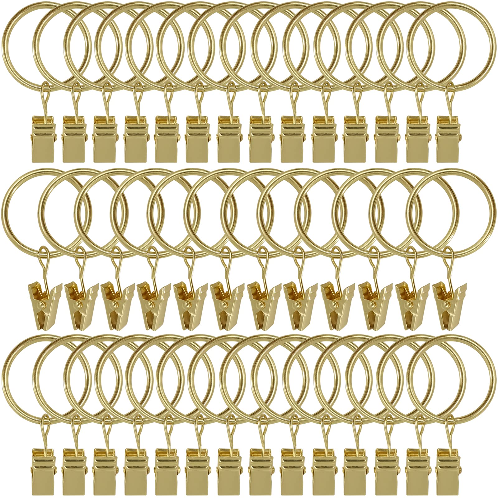 Curtain Rings with Clips (40 Pack, Gold)