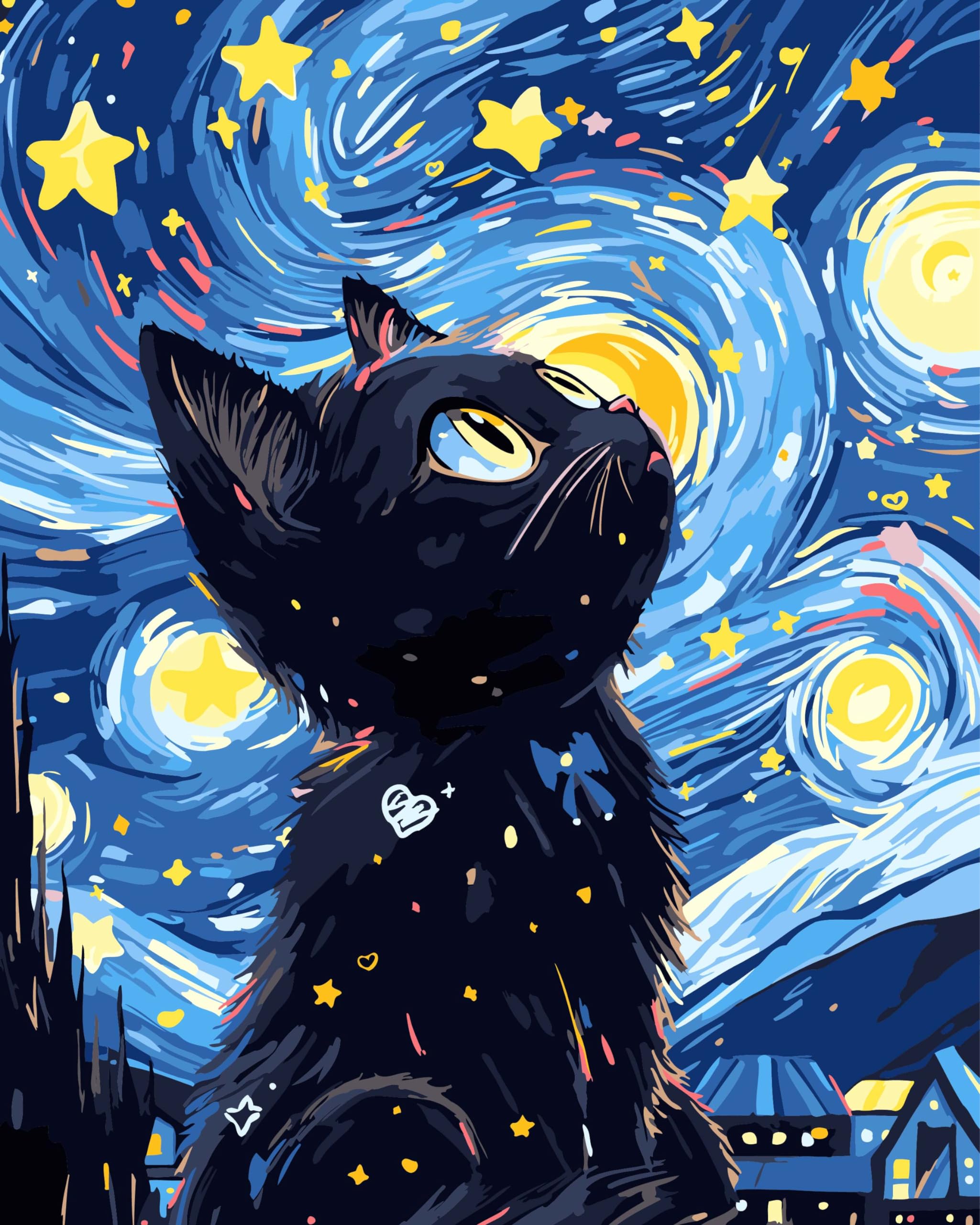 Yunnuo Black Cat Starry Night