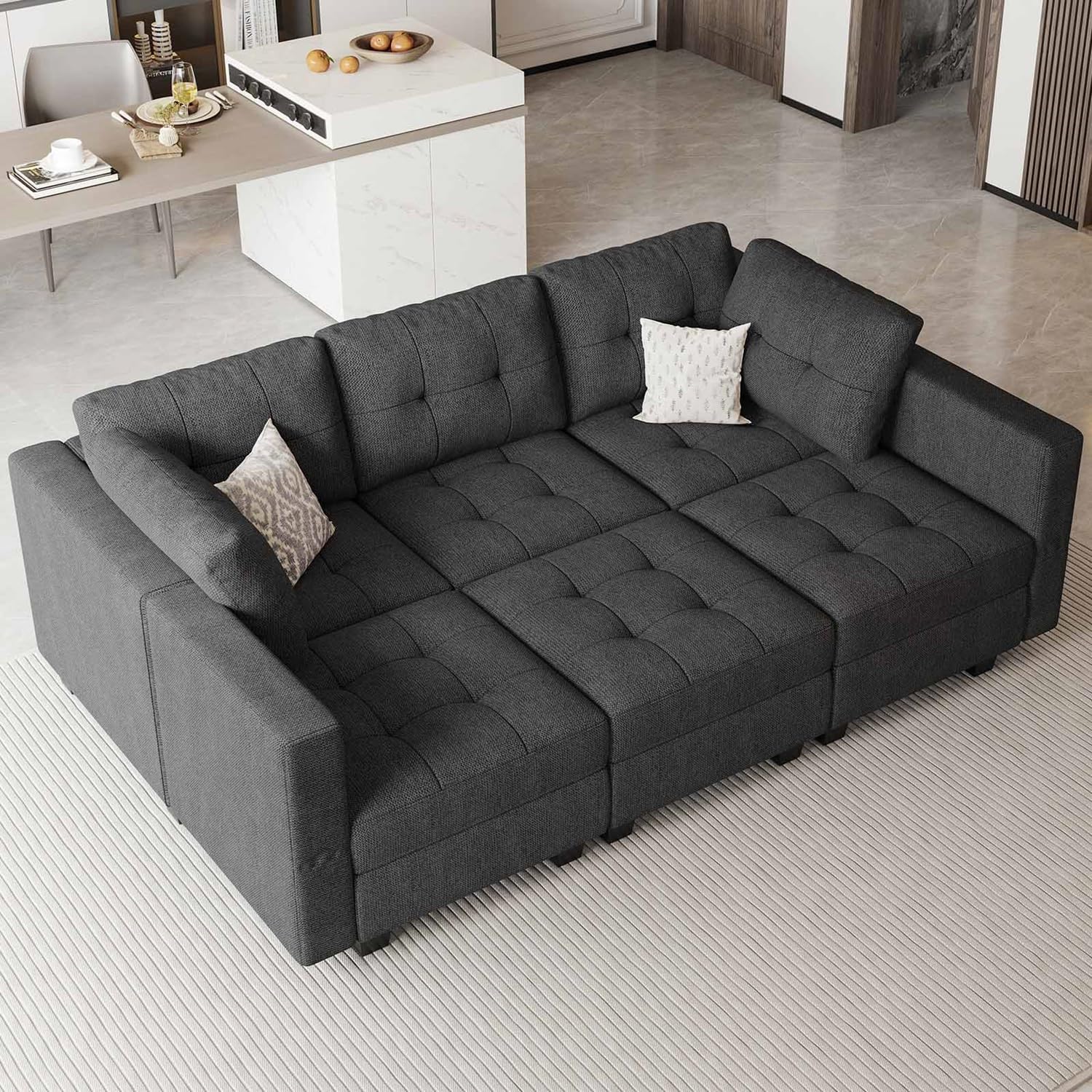 Belffin Modular Sectional Sofa with Storage Sectional Sleeper Couch Modular Sofa Bed for Living Room