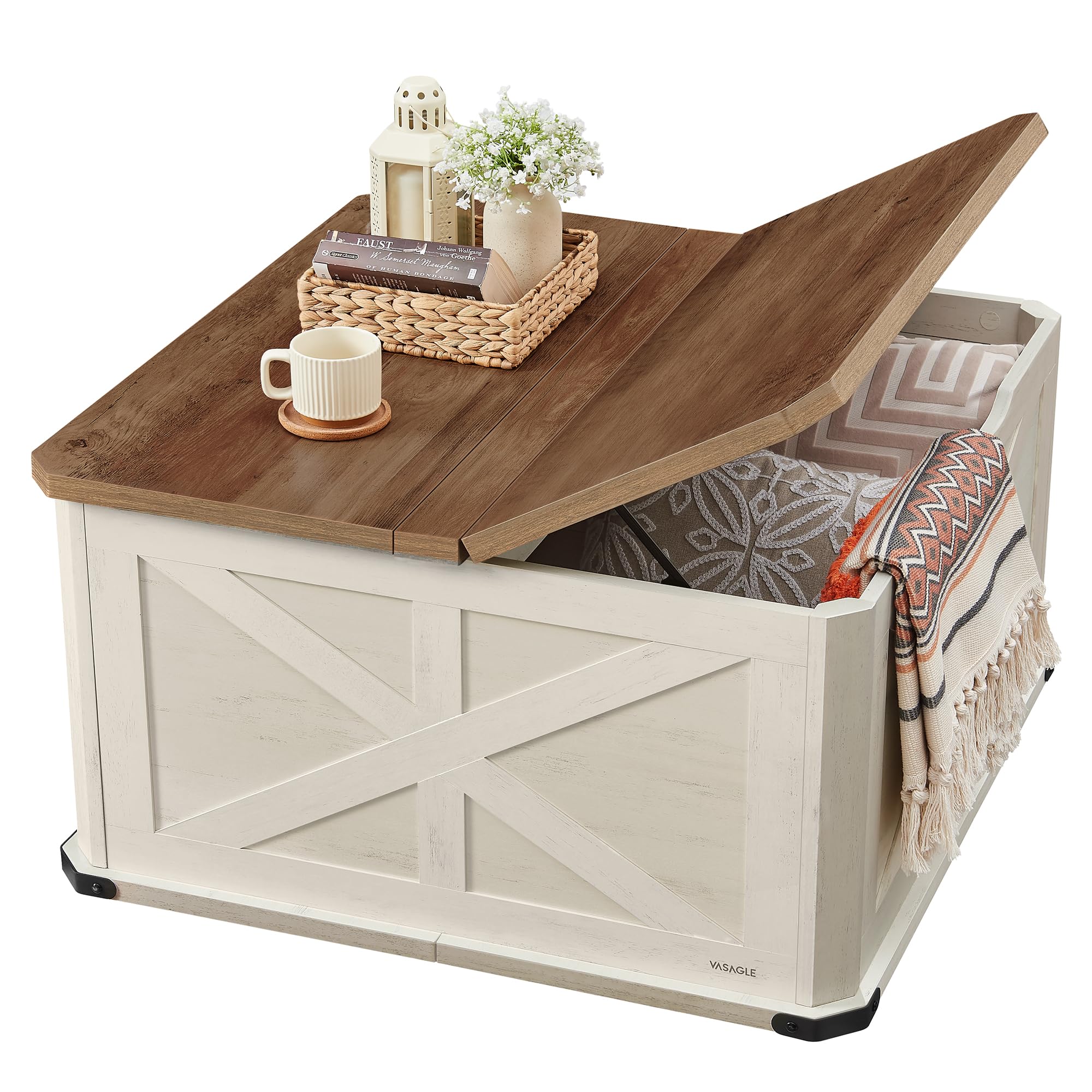 VASAGLE LIRY Farmhouse Flip‑Top Coffee Table