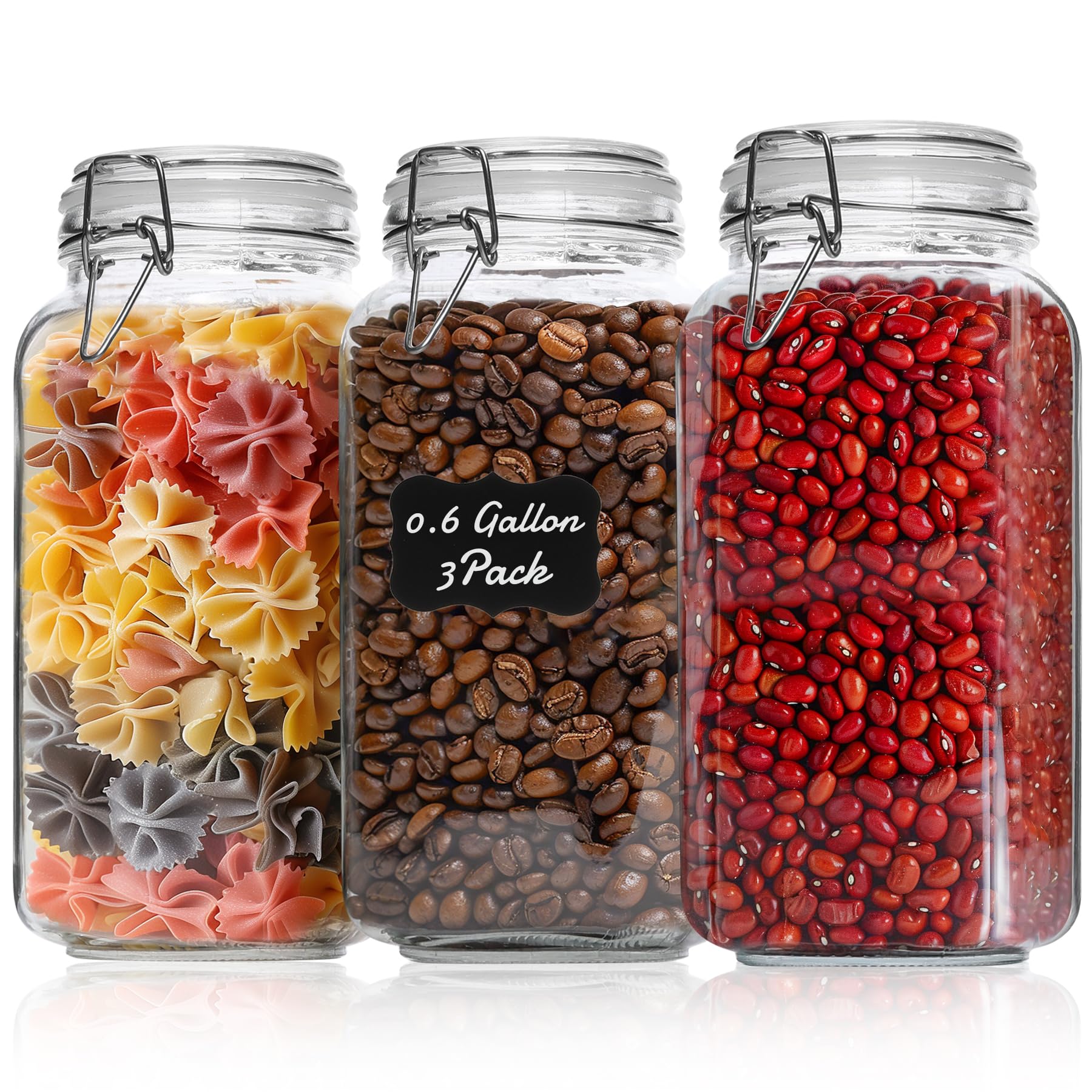 ComSaf Airtight Glass Canisters Set of 3