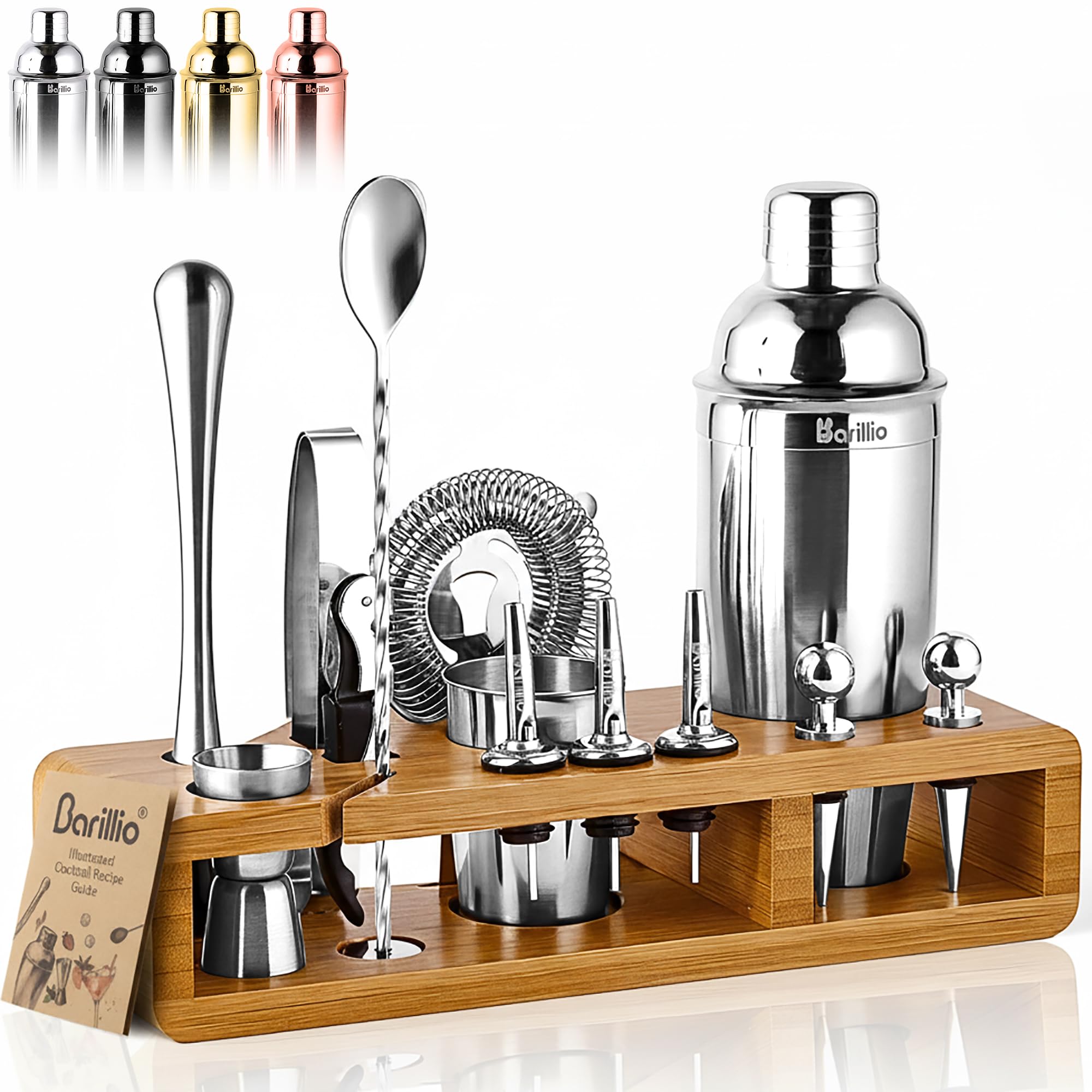 Barillio 23-Piece Bartender Kit with Bamboo Stand