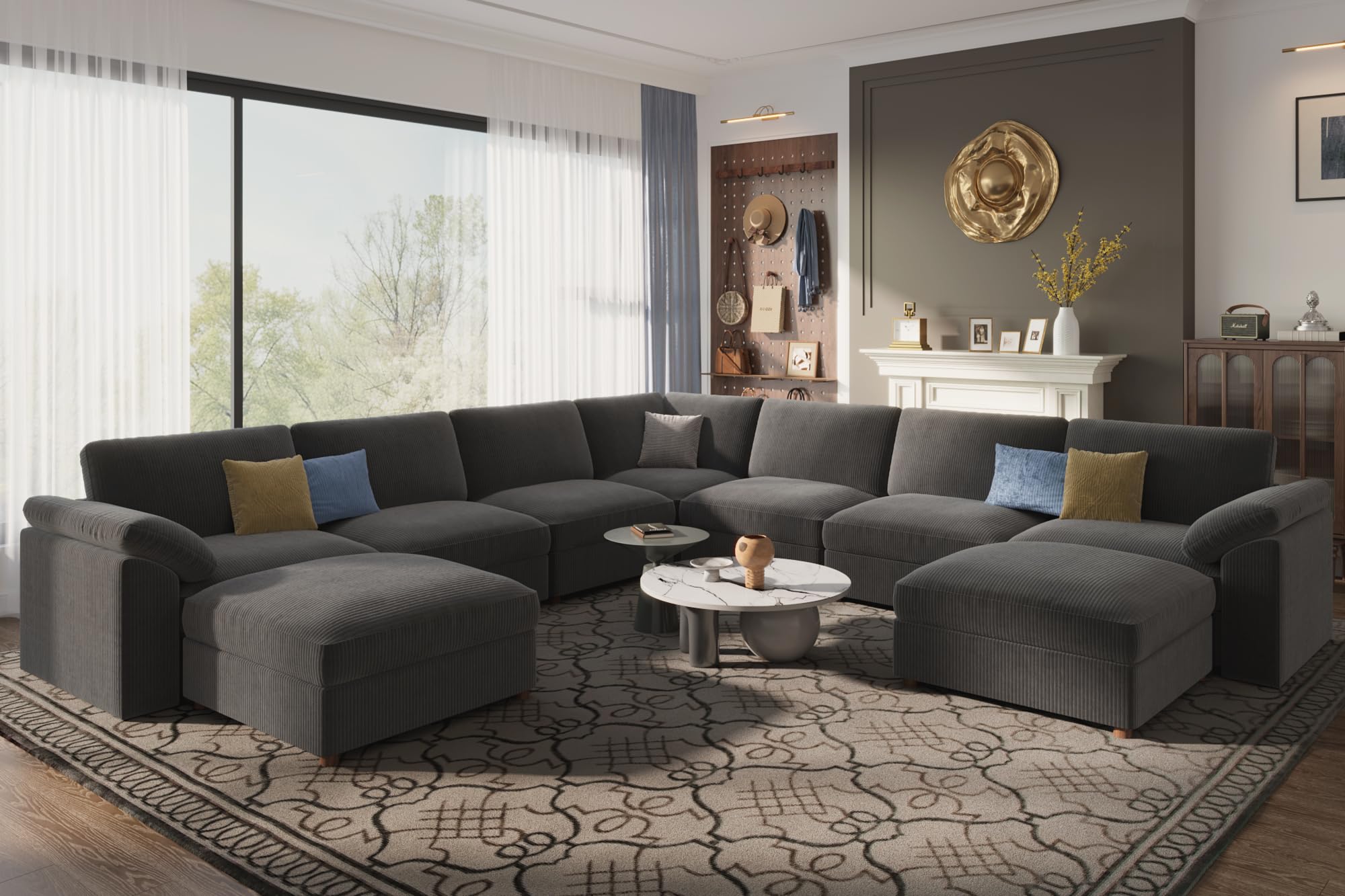 EASE MOOSE Oversized Modular U-Shaped Sofa with Ottoman (9-Seat)