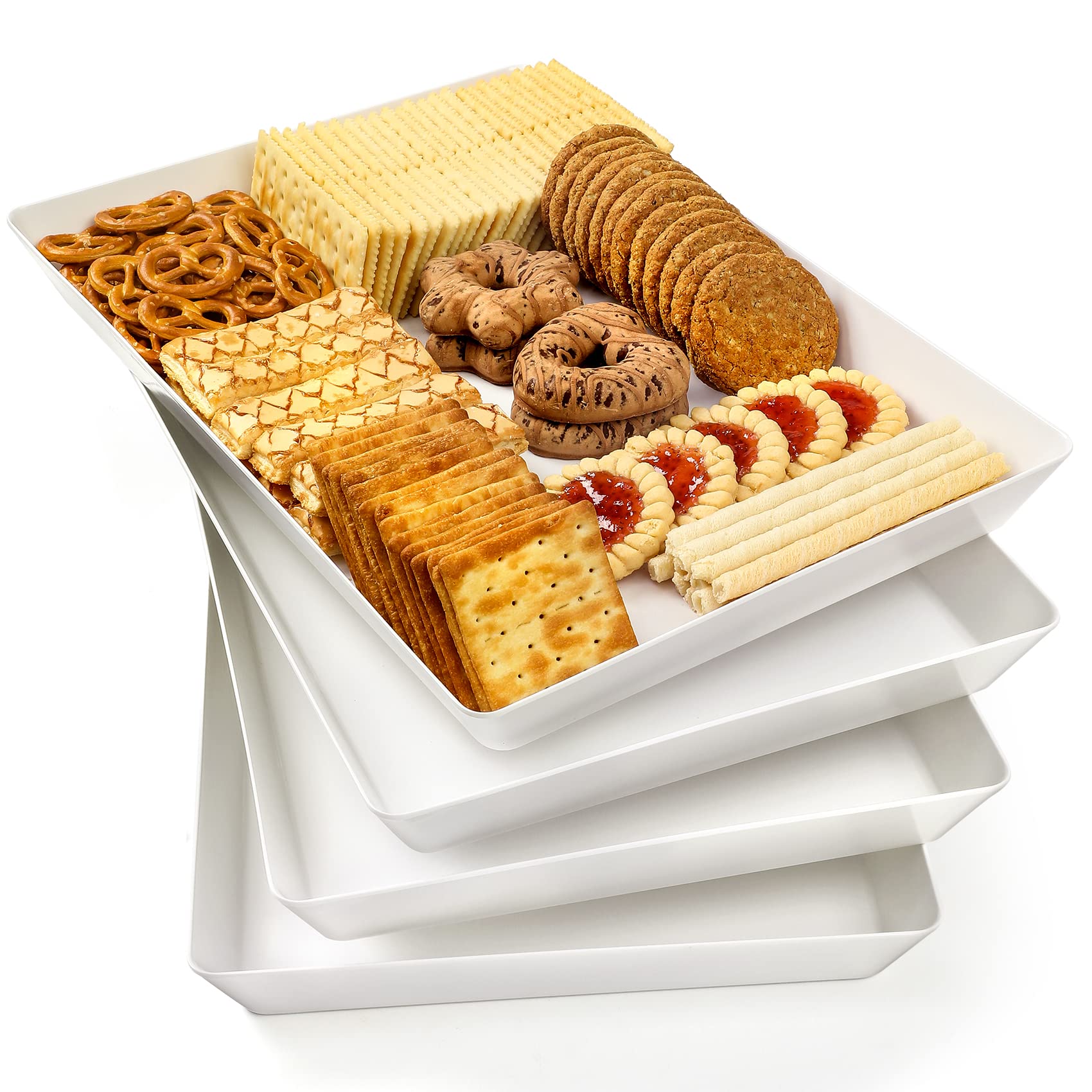 16" x 11" Plastic Serving Trays (4‑Pack)