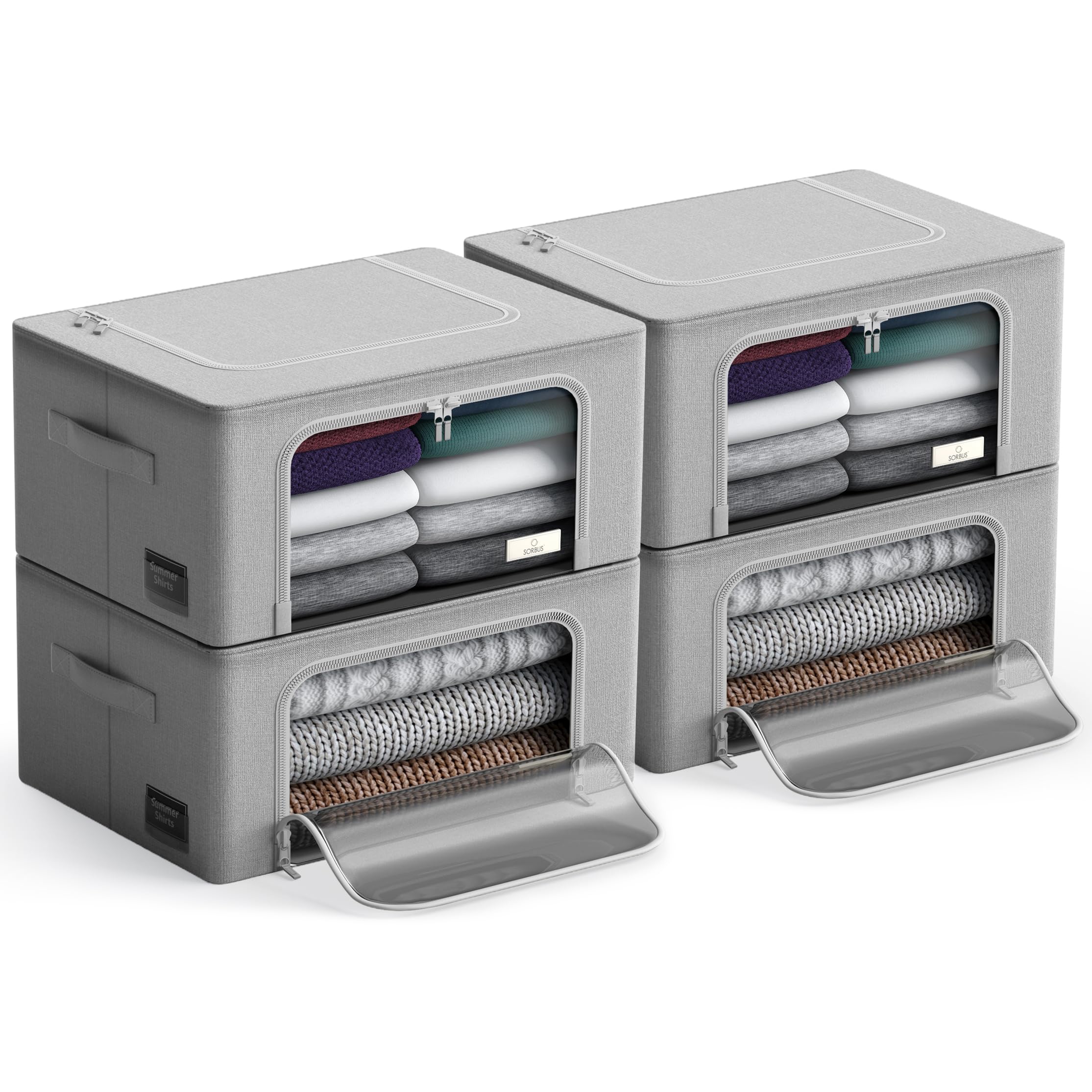 Sorbus Metal-Frame Storage Bins (4-Pack)