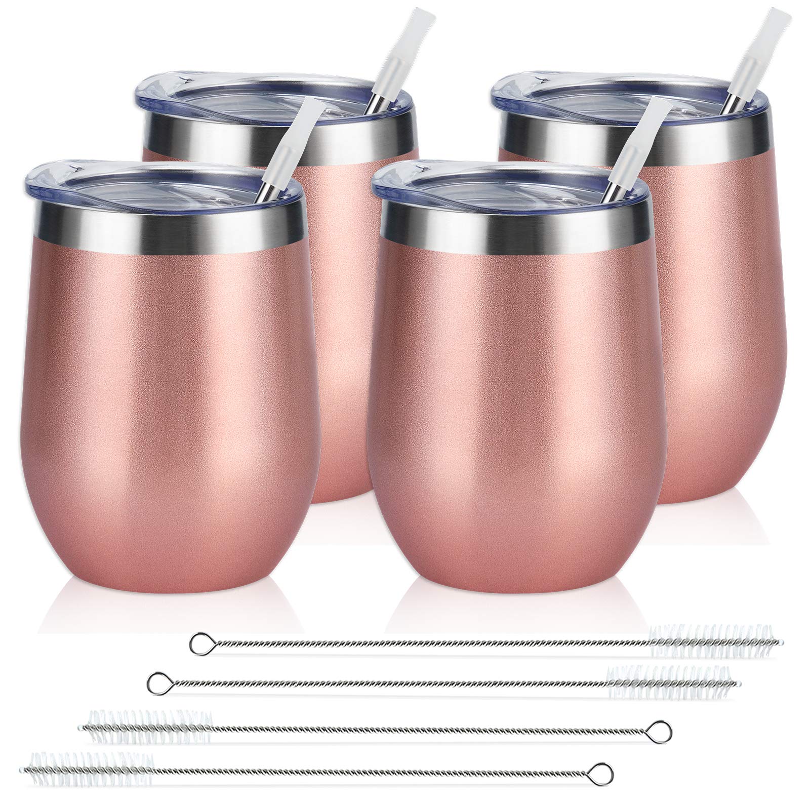 Lifecapido 12oz Stainless Steel Tumblers (4-Pack)